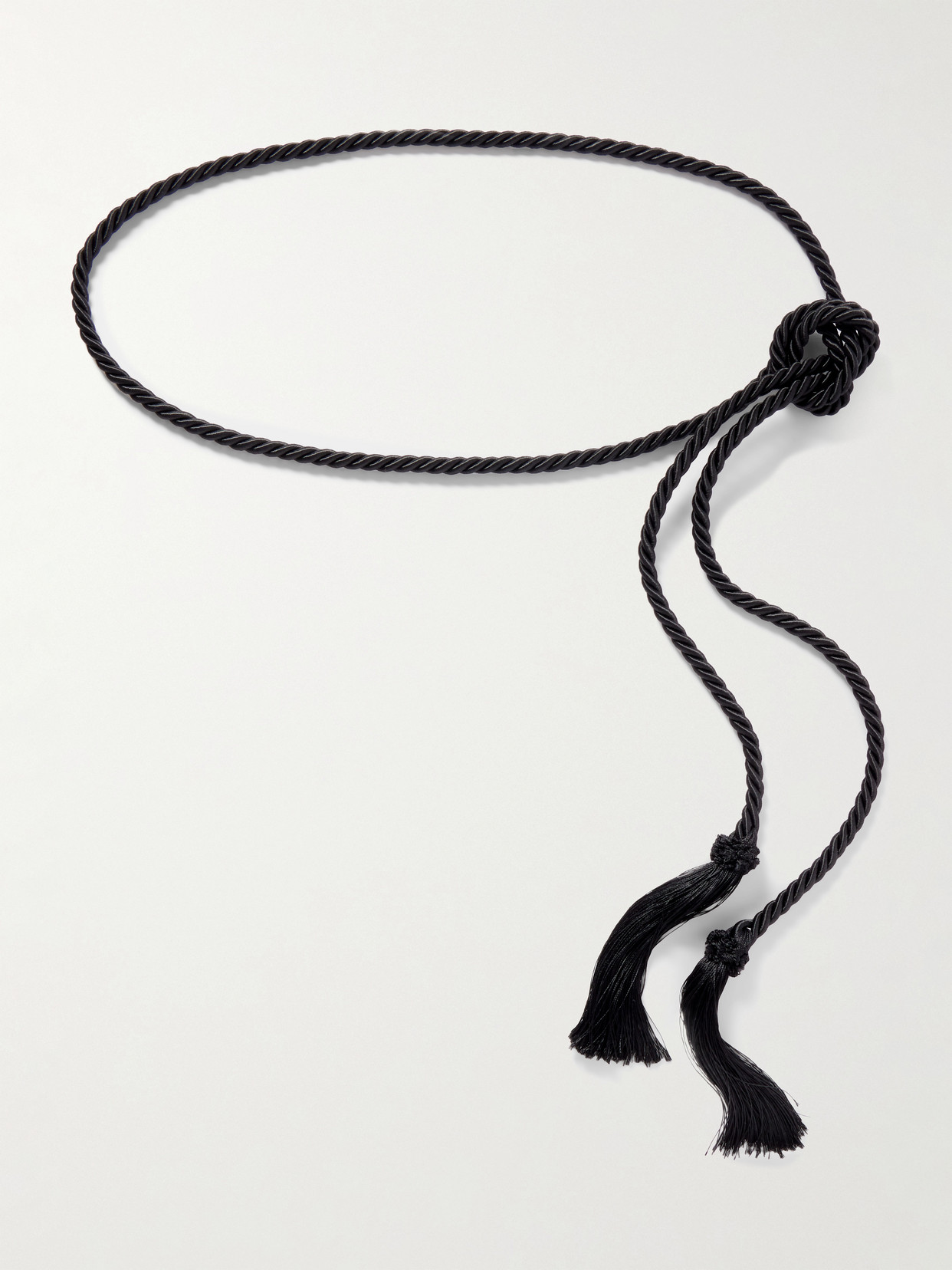 Le Sundial Tasseled Woven Cord Belt In Black
