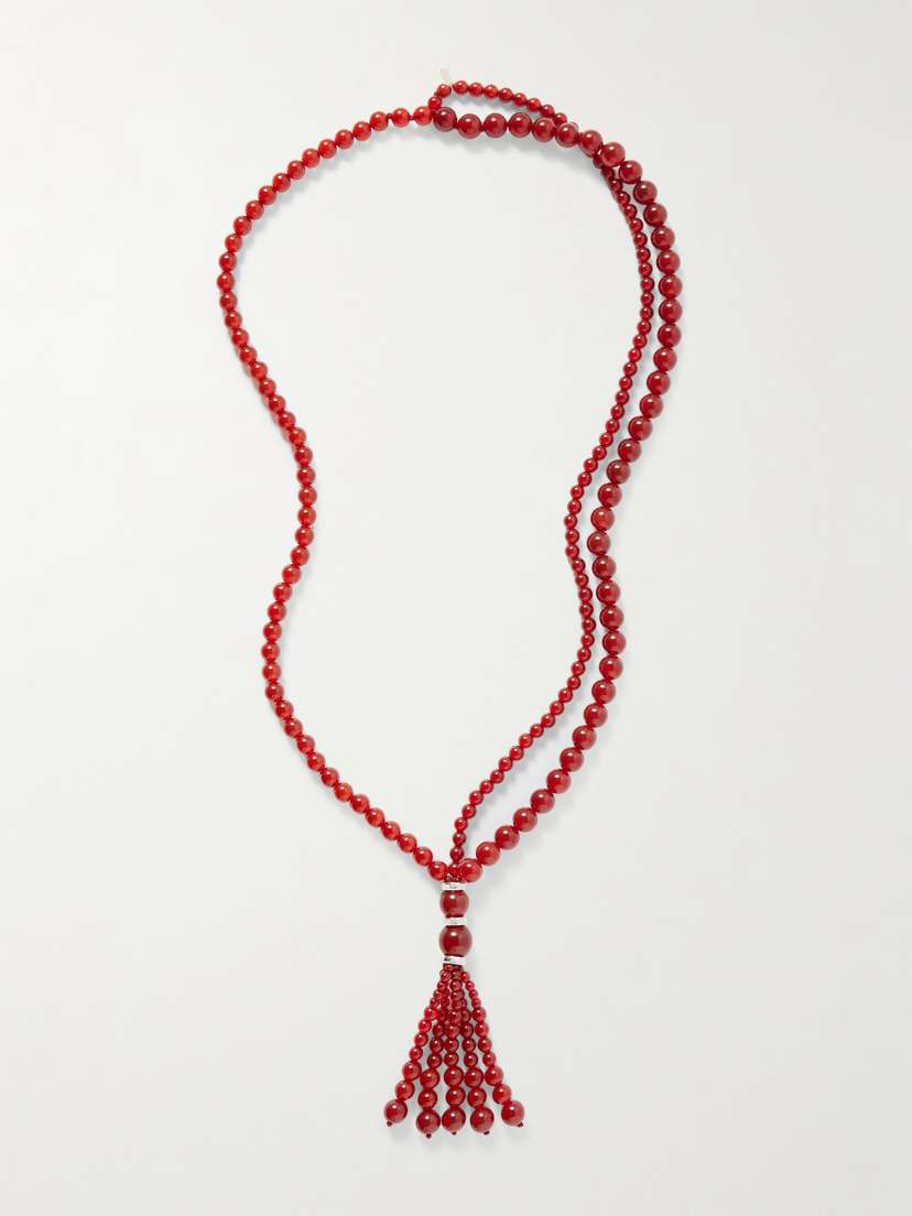 Le Sundial Venice Opera Tasseled Carnelian And Silver Necklace