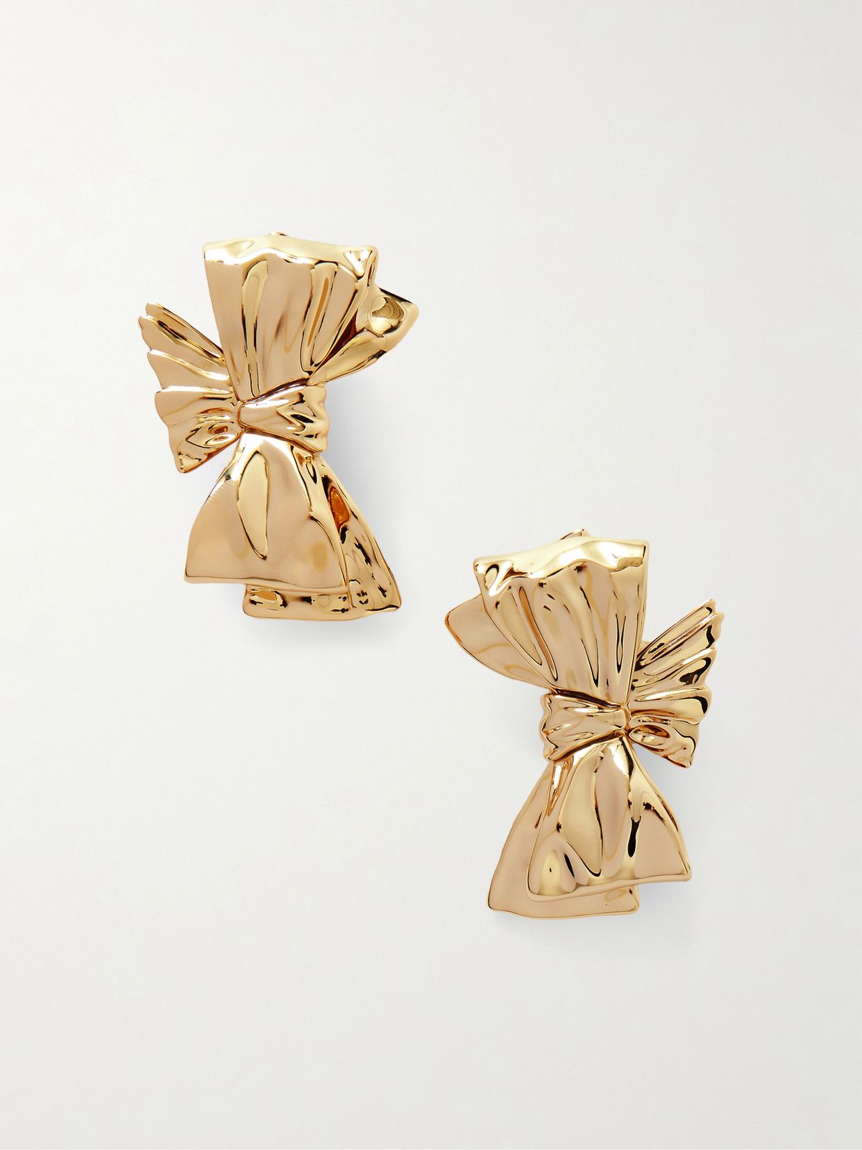 Bow gold-plated clip earrings