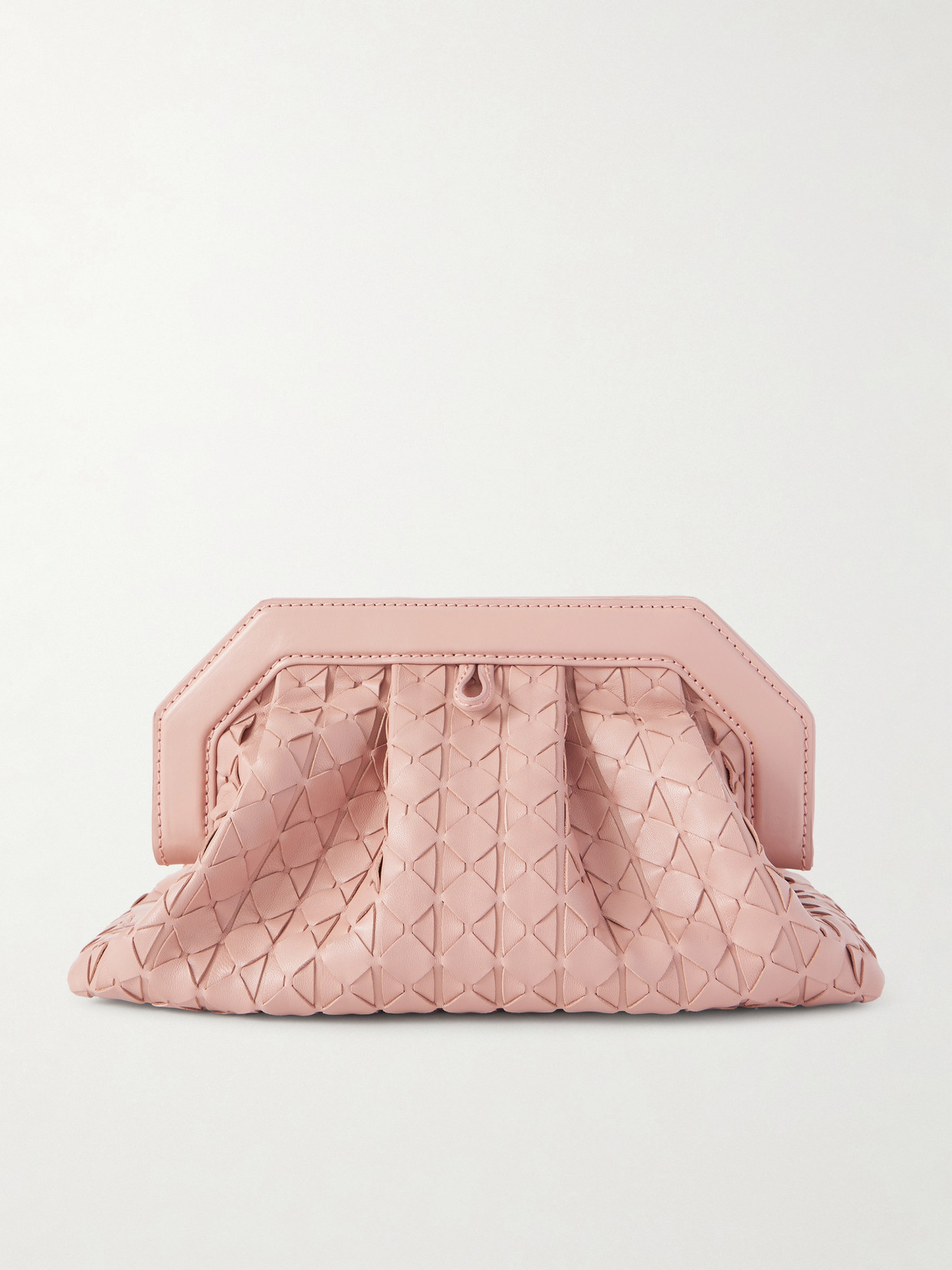 Serapian Secret Mini Embellished Woven Leather Clutch In Pink