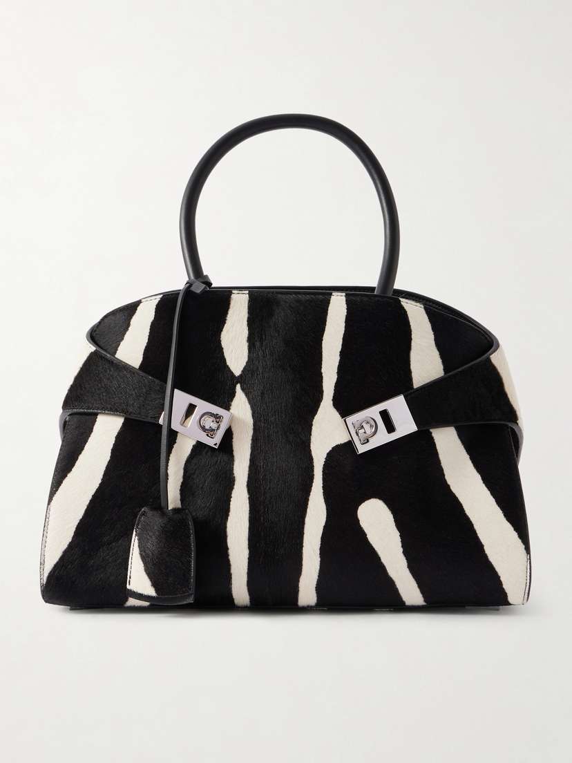 Ferragamo Hug Small Zebra-print Calf Hair Tote