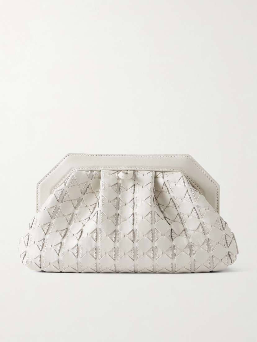 Serapian Secret Mini Embellished Woven Leather Clutch