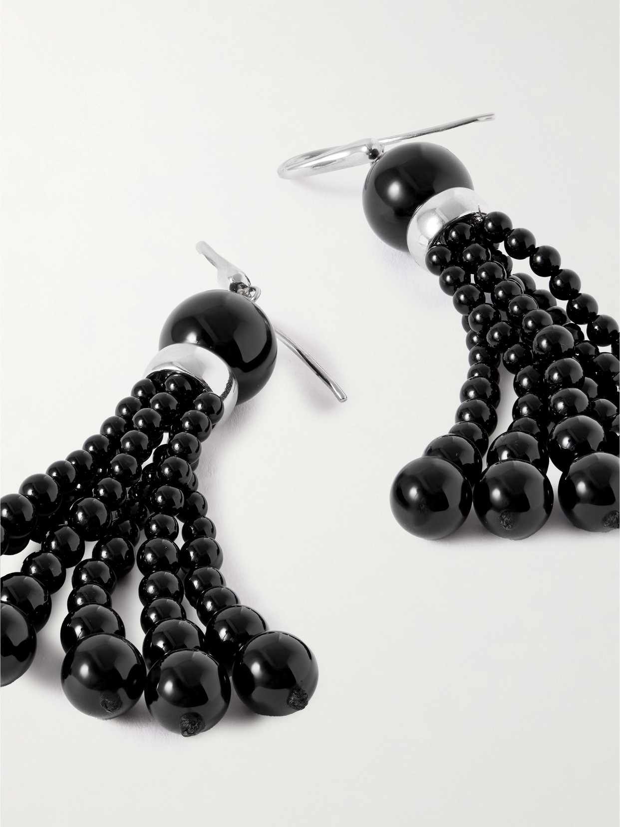 Le Sundial Venice Opera Tasseled Onyx Earrings In Black