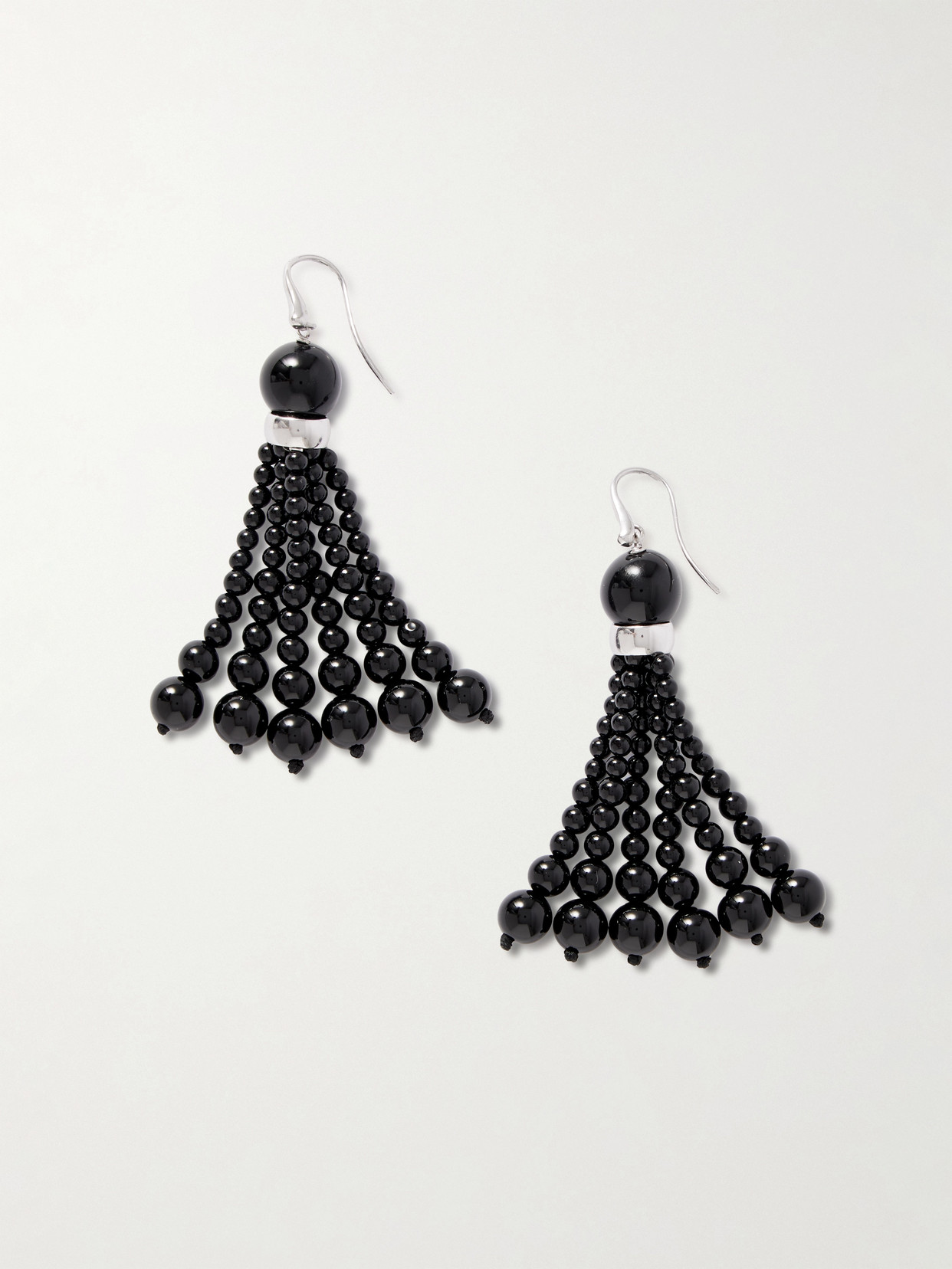 Le Sundial Venice Opera Tasseled Onyx Earrings In Black