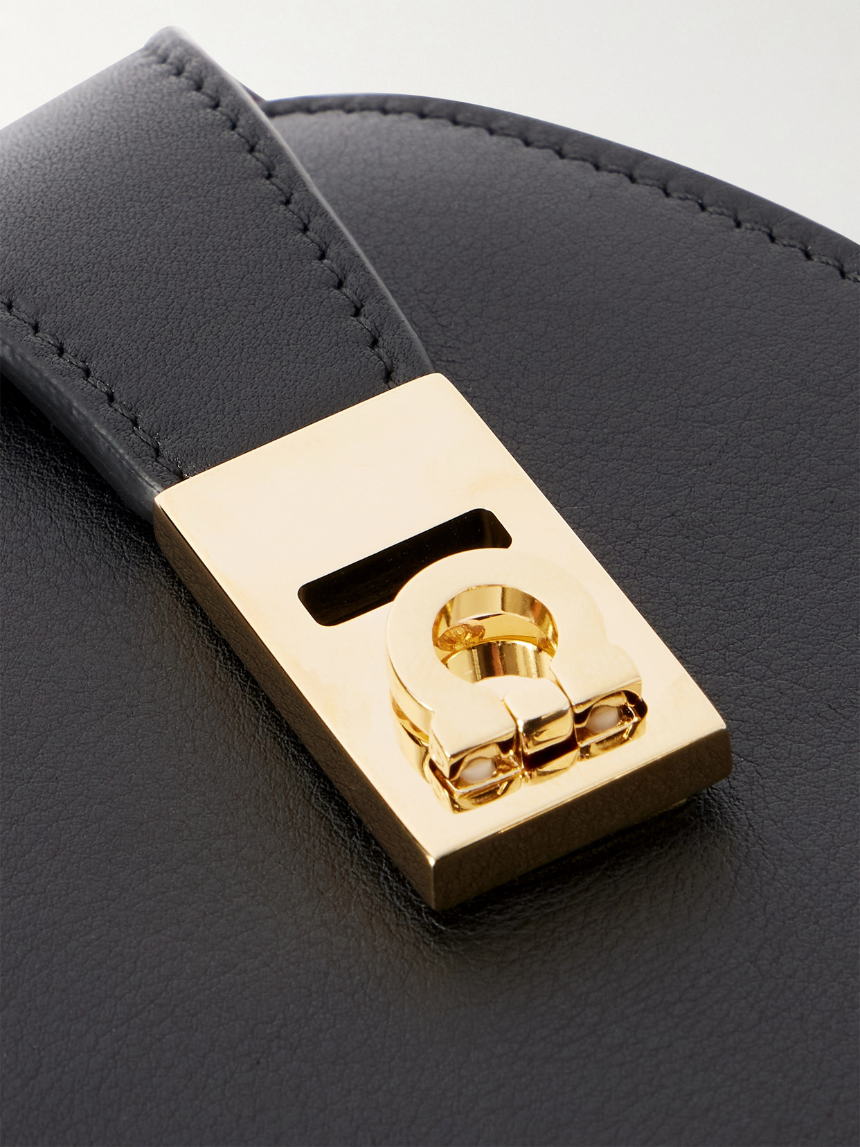 Ferragamo Small Structured Shoulder Bag With Adjustable Strap In Black