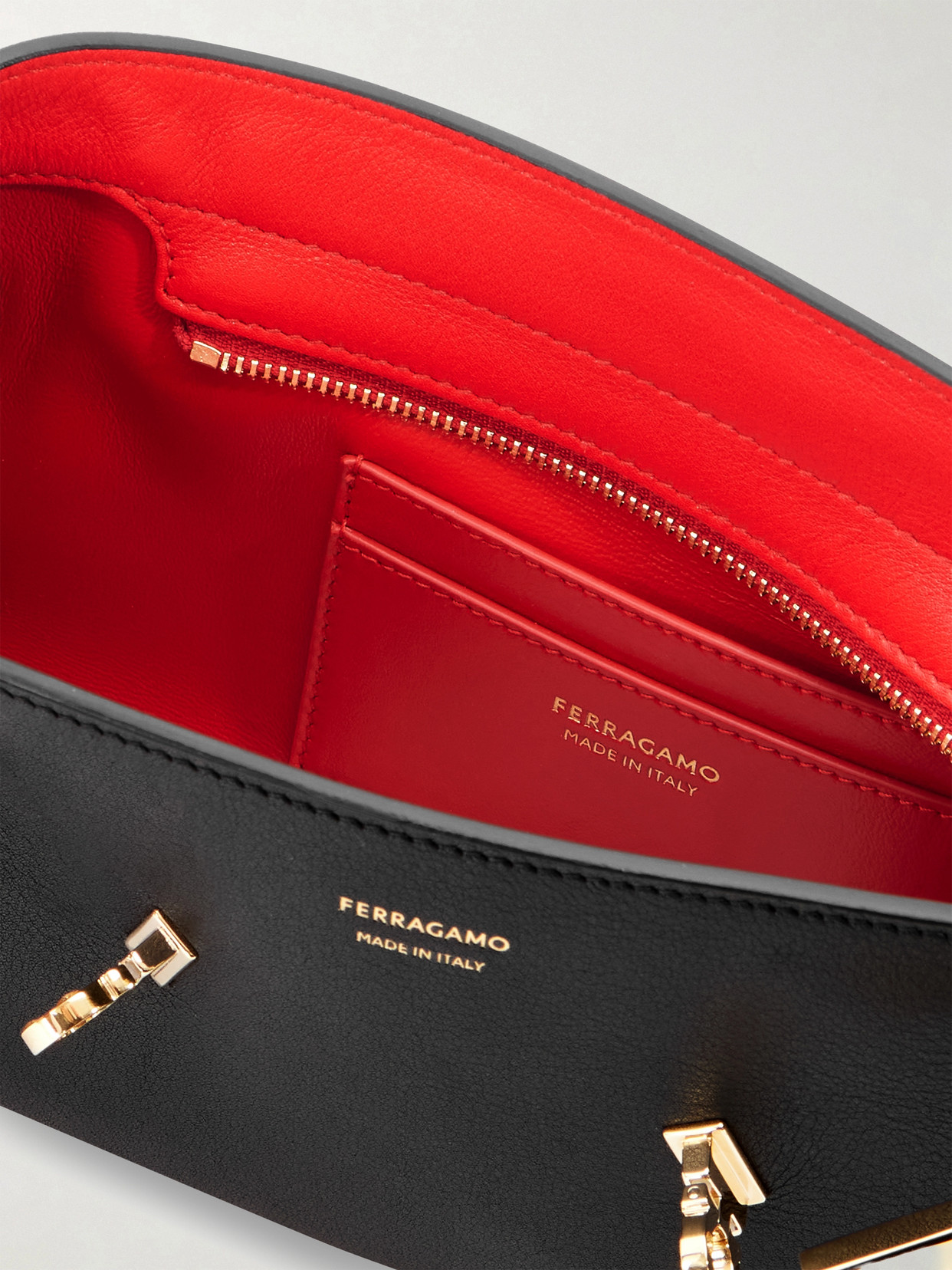 Ferragamo Small Structured Shoulder Bag With Adjustable Strap In Black