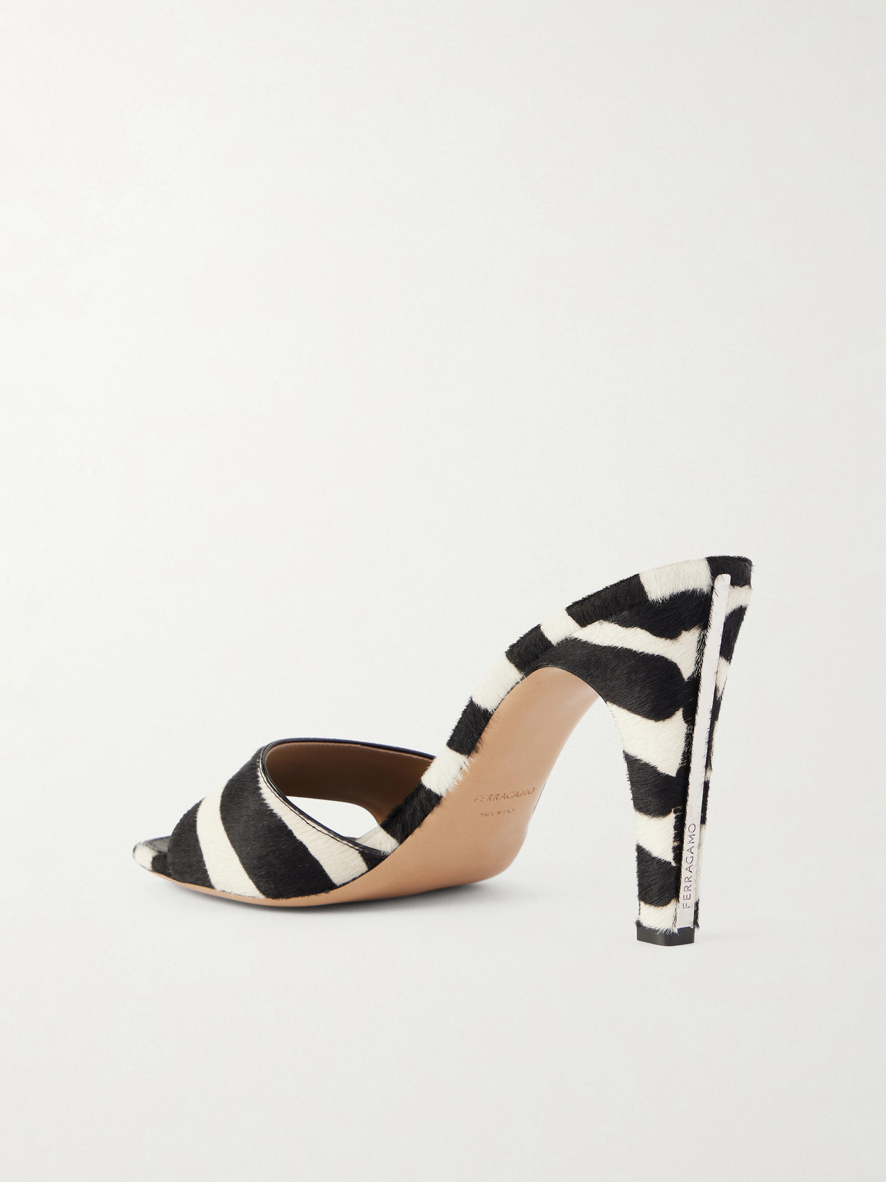 Ferragamo Tatiana Zebra Print High-heeled Sandals In Black
