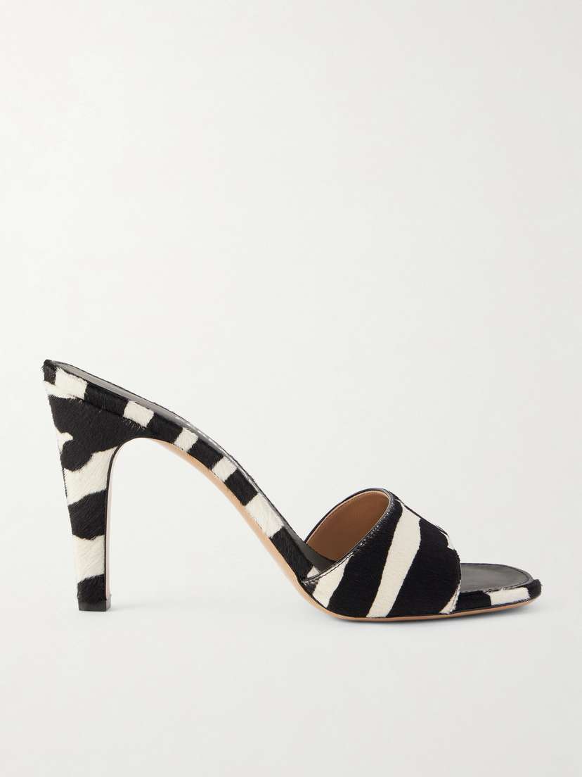 Ferragamo Tatiana Zebra-print Calf-hair Mules