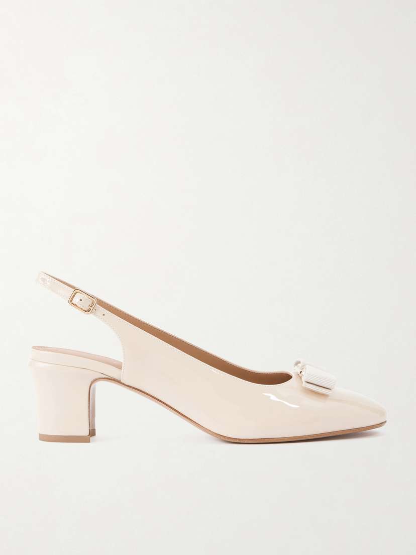 Ferragamo Vetty Bow-embellished Patent-leather Slingback Pumps