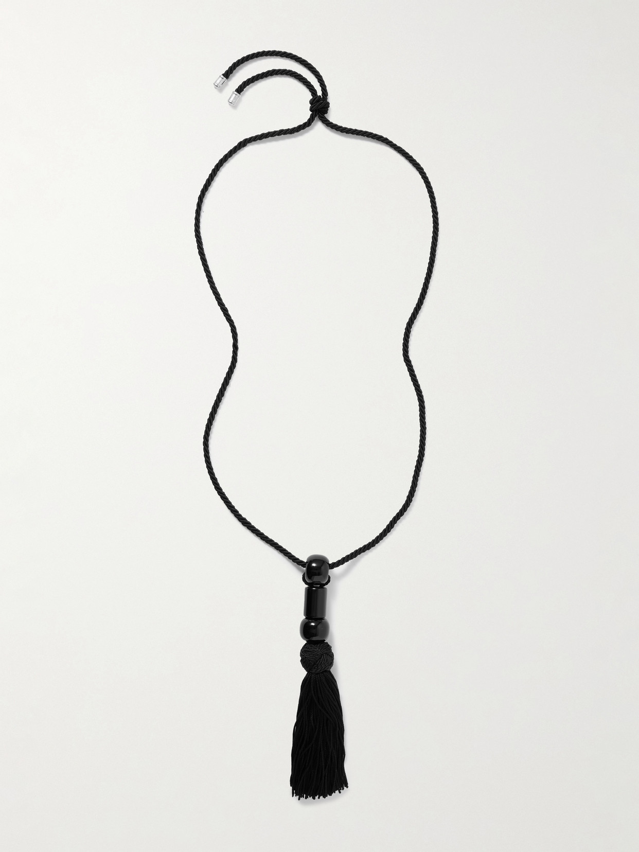 Le Sundial Trinity Silver, Onyx And Satin Cord Necklace In Black