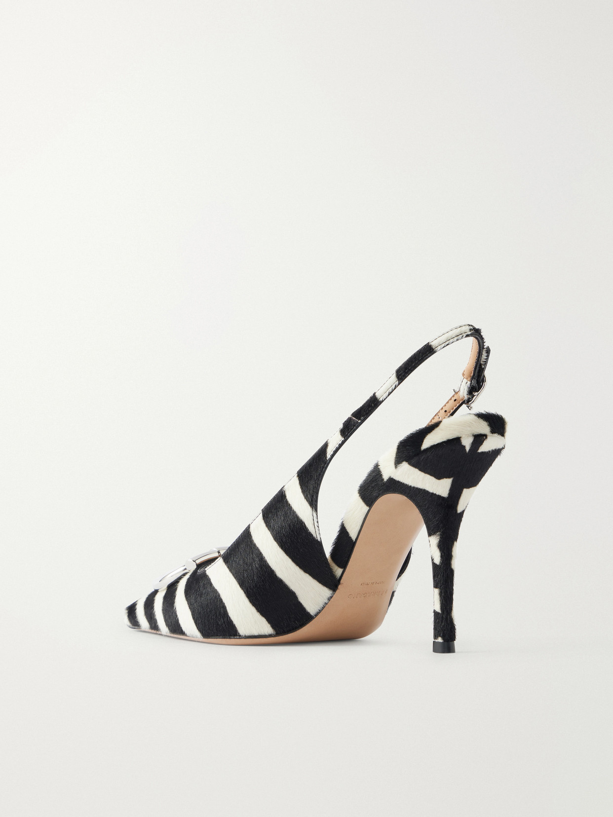 Sara Embellished Zebra-Print Slingback