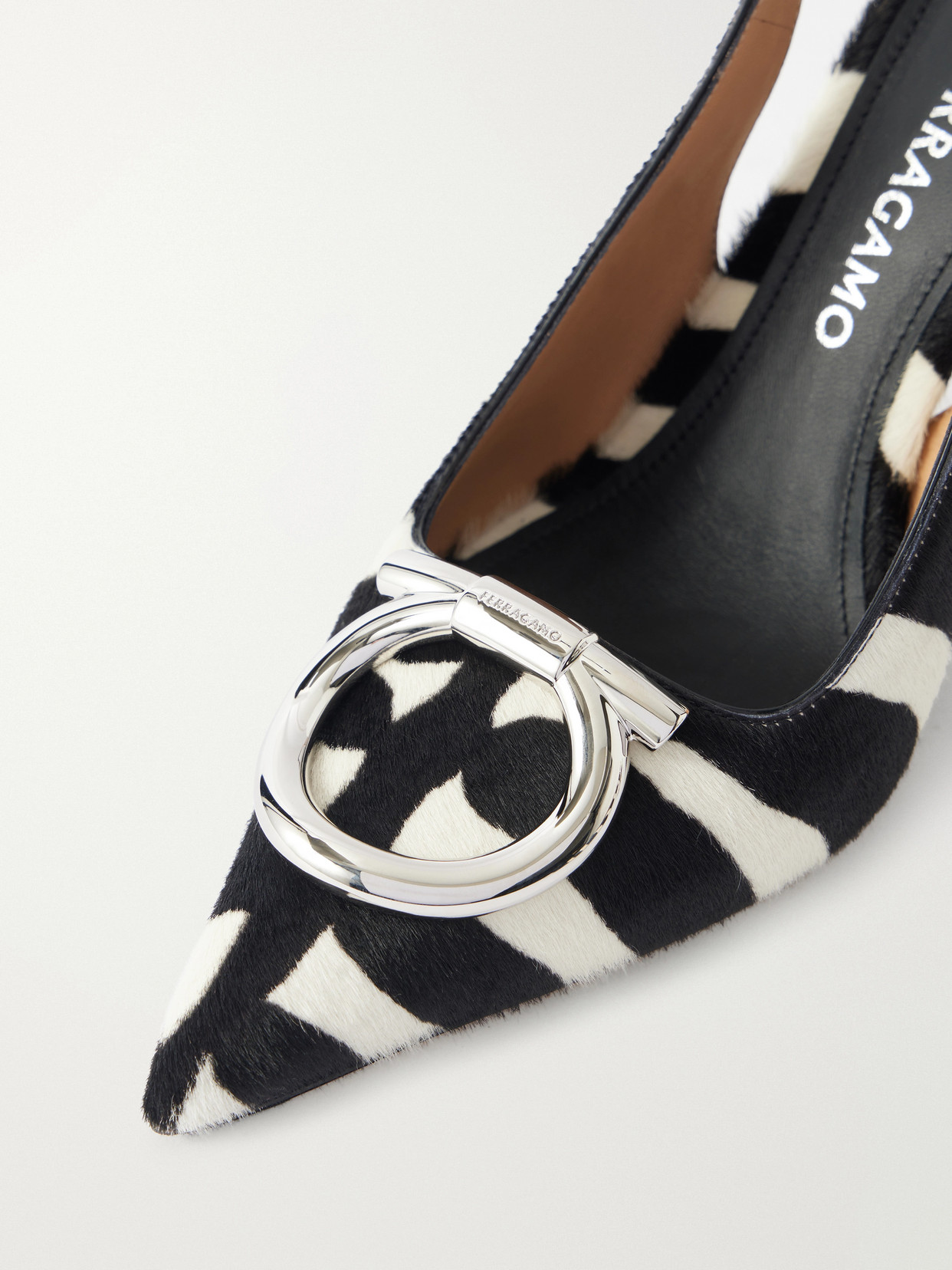 Sara Embellished Zebra-Print Slingback