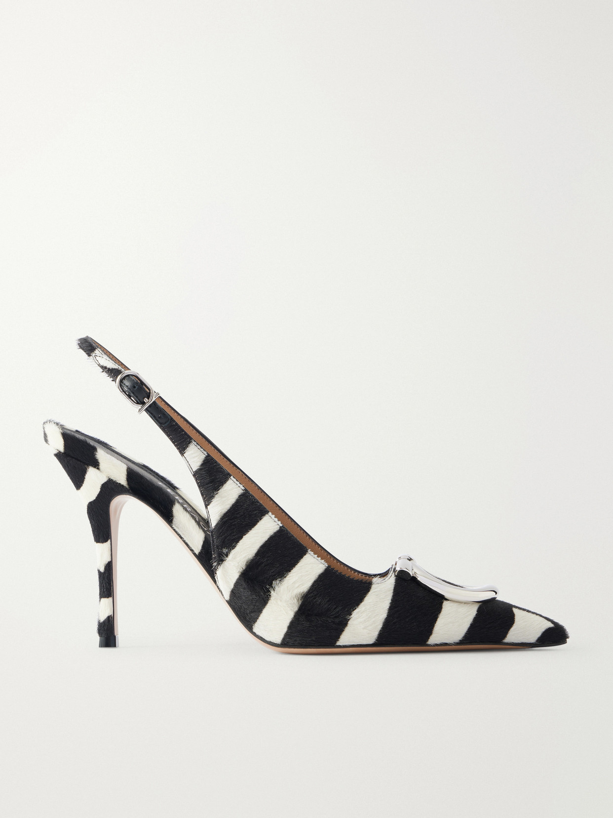Sara Embellished Zebra-Print Slingback