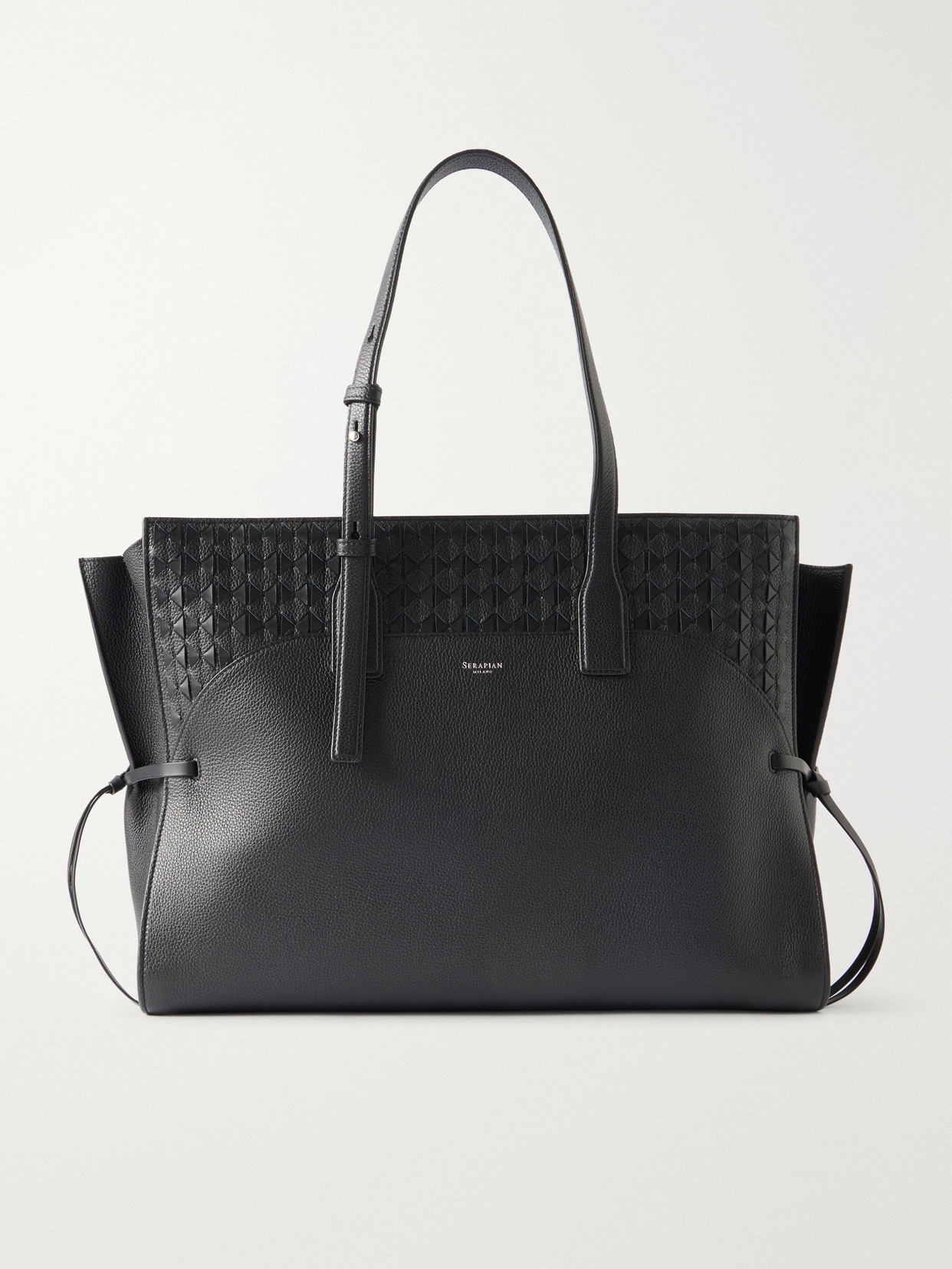 Serapian Maro Large Textured-leather Tote In Black
