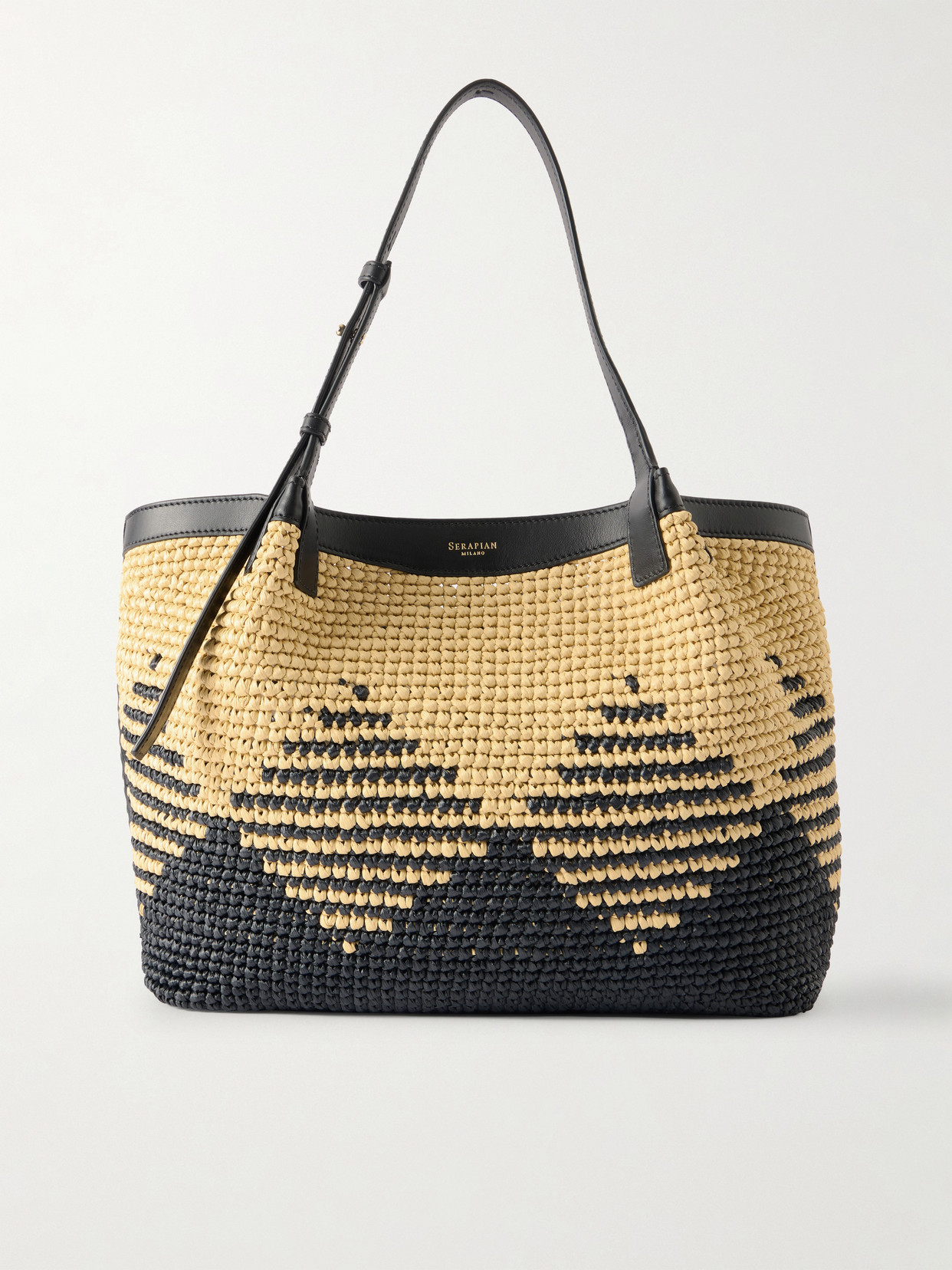 Serapian Secret Leather-trimmed Woven Raffia Tote In Brown