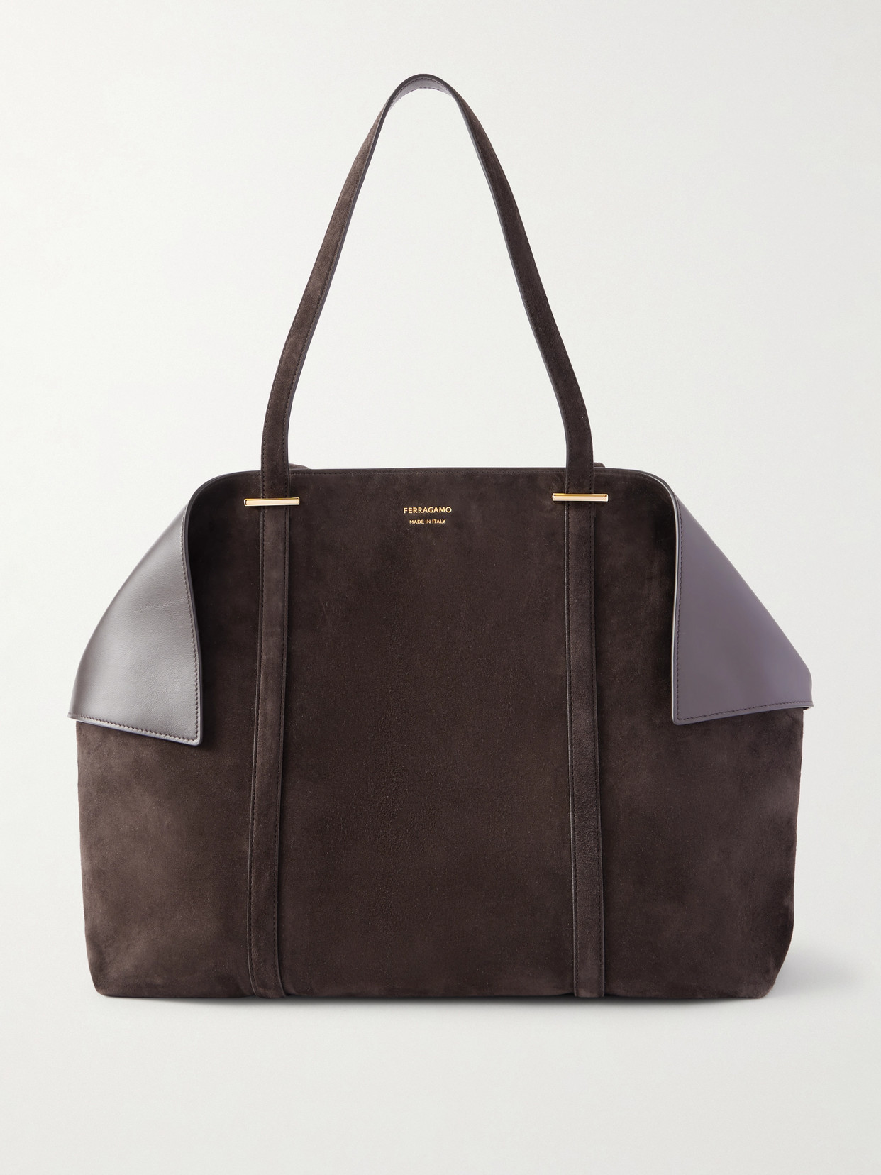 Ferragamo Scarf Suede Tote In Brown