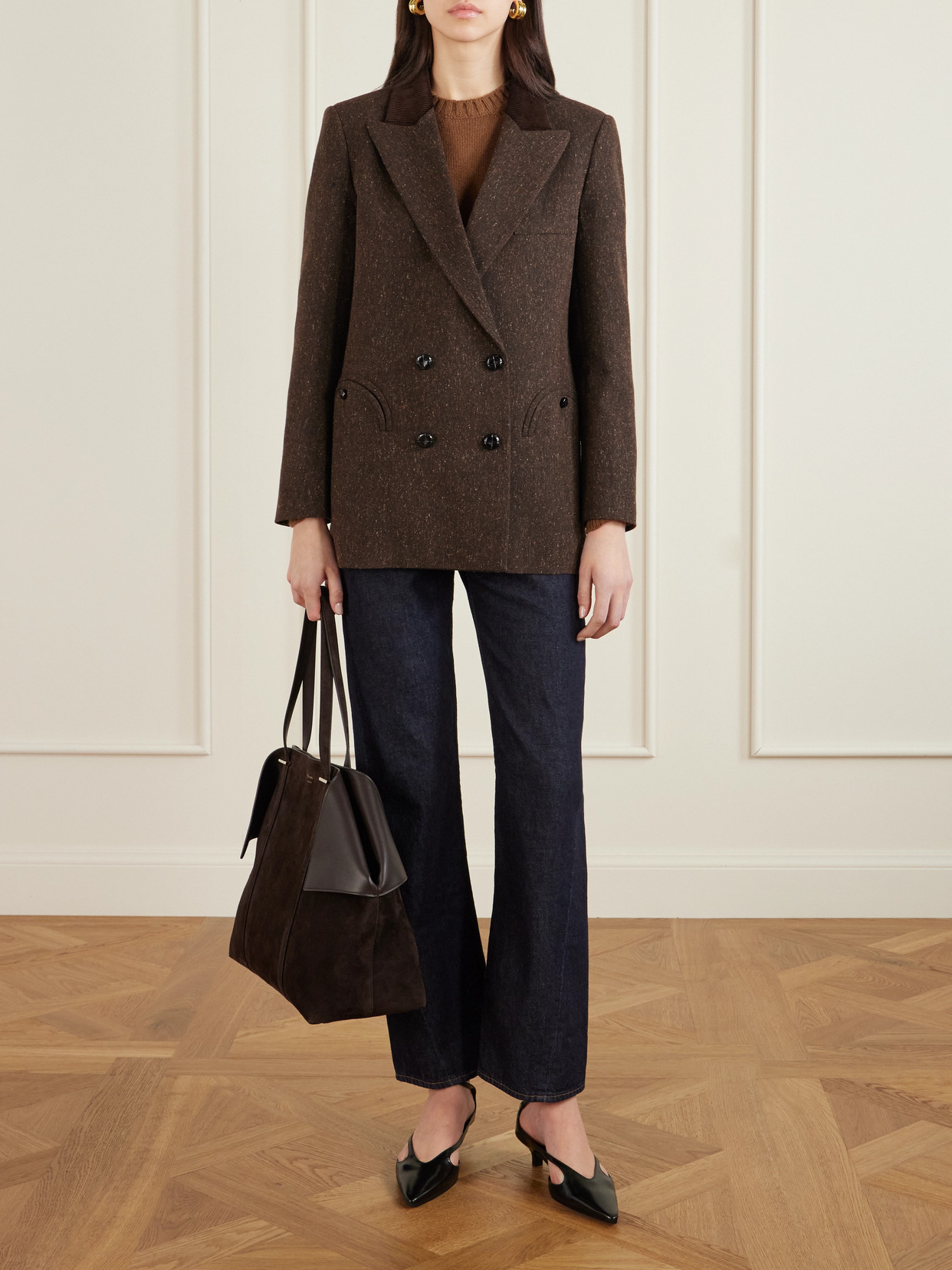 Ferragamo Scarf Suede Tote In Brown