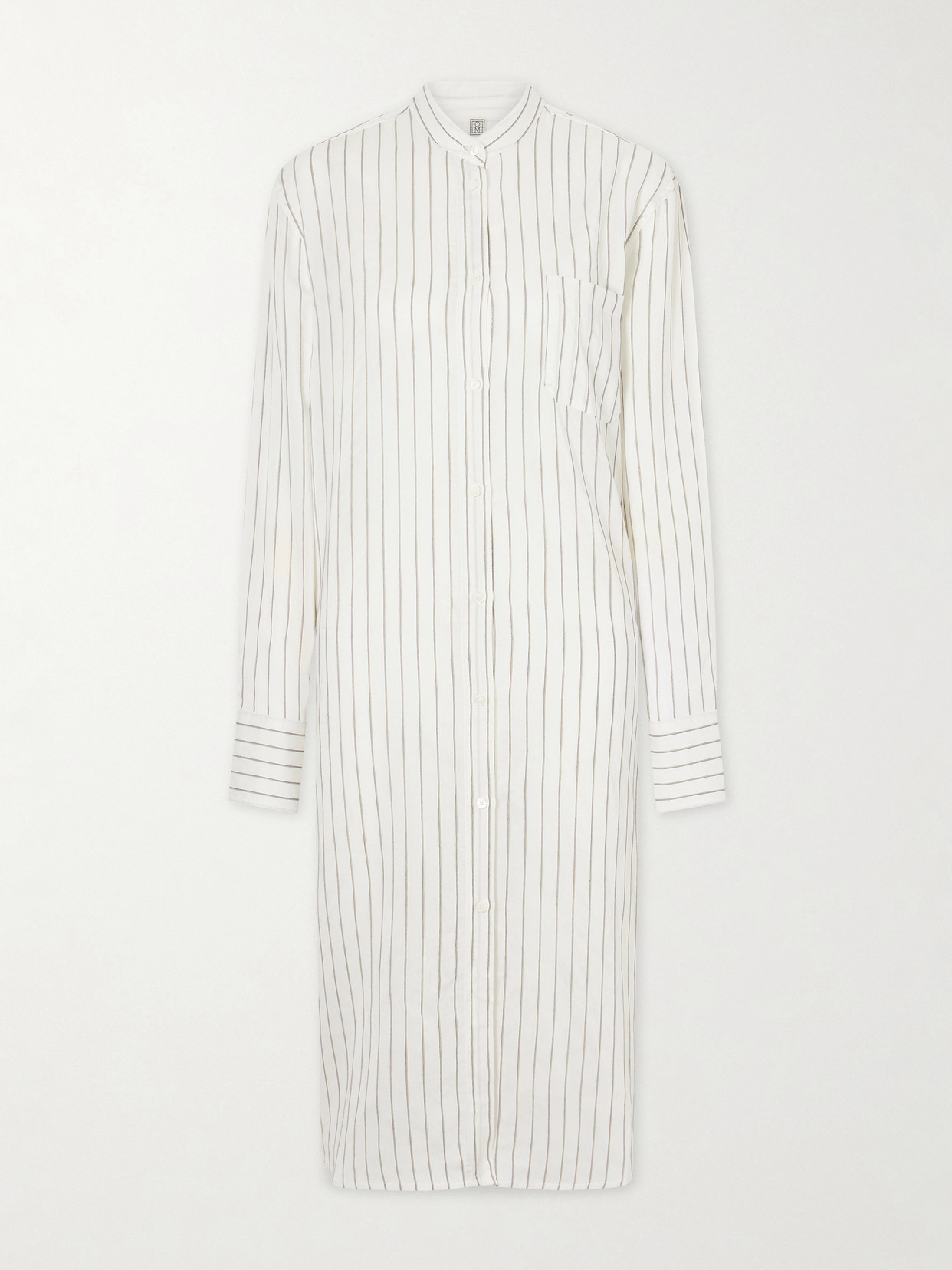 Totême Striped Voile Midi Dress In White