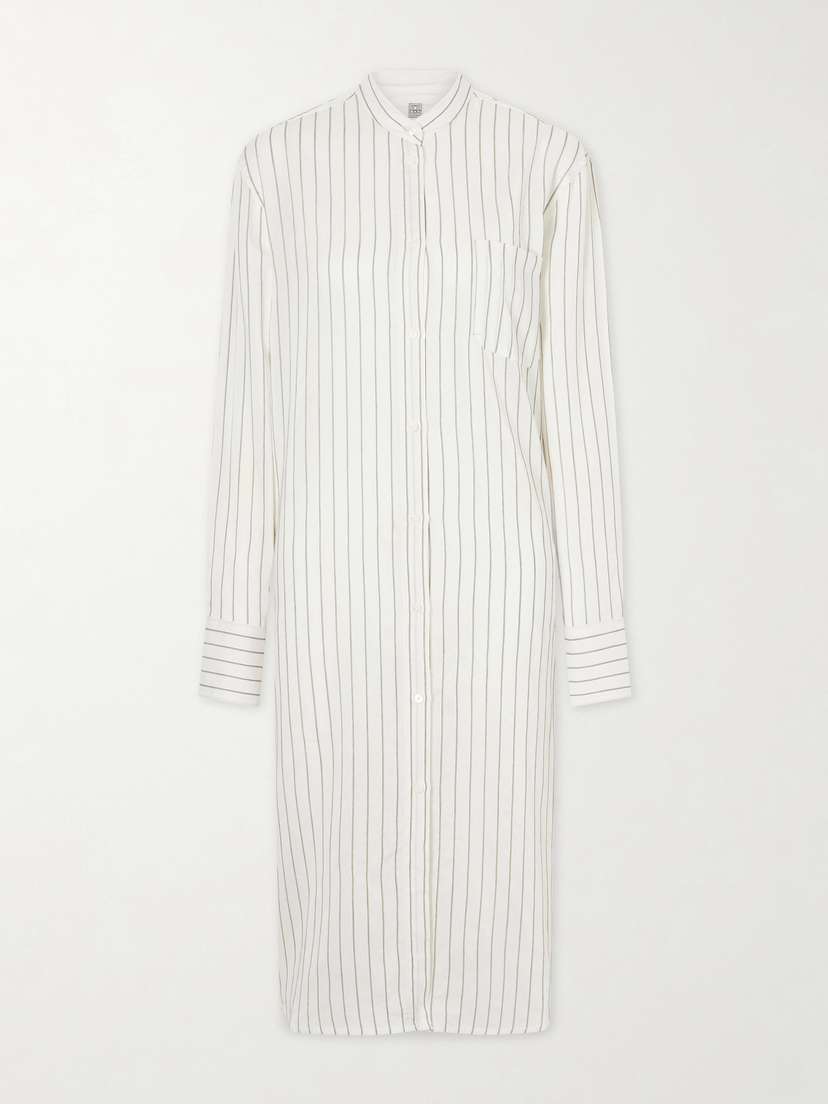 TOTEME Striped Voile Midi Dress - Women's Clothing