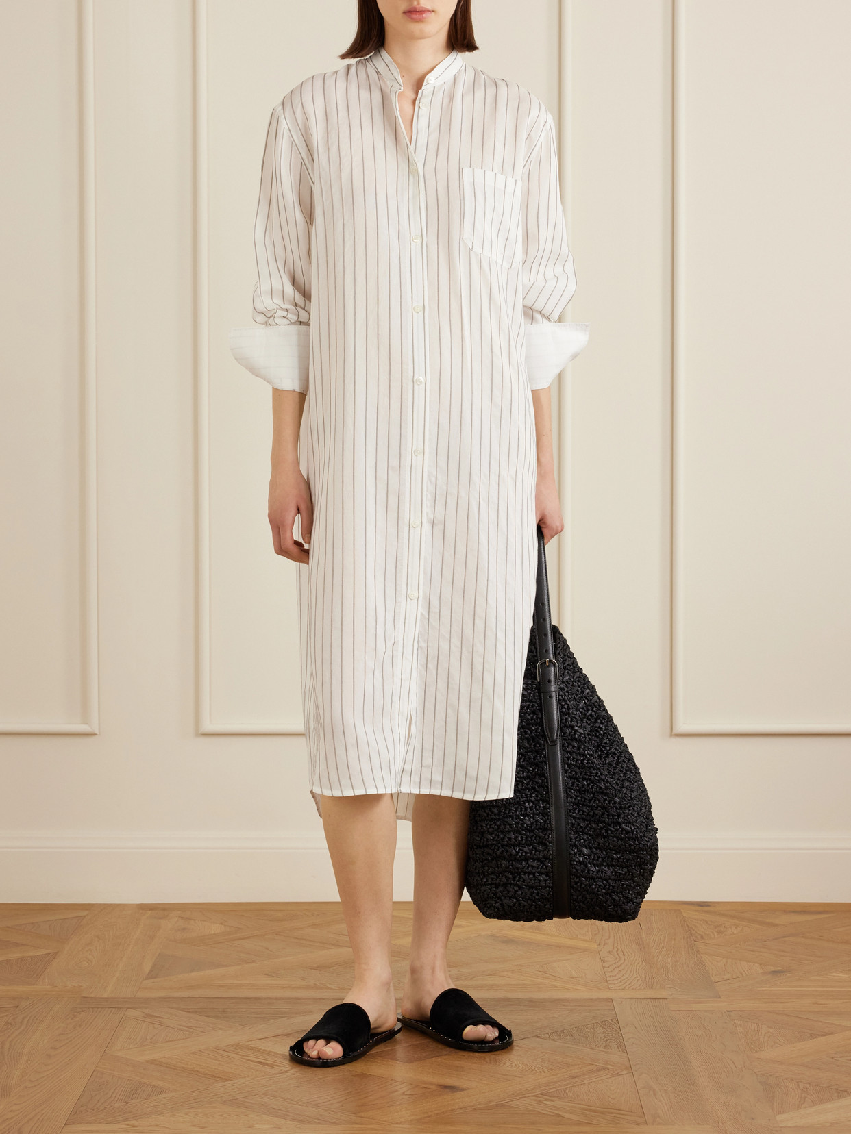 Totême Cotton Silk Summer Tunic Dress In White