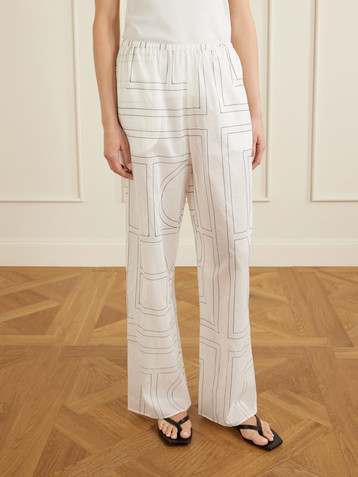TOTEME Embroidered organic cotton and Lyocell-blend wide-leg pants