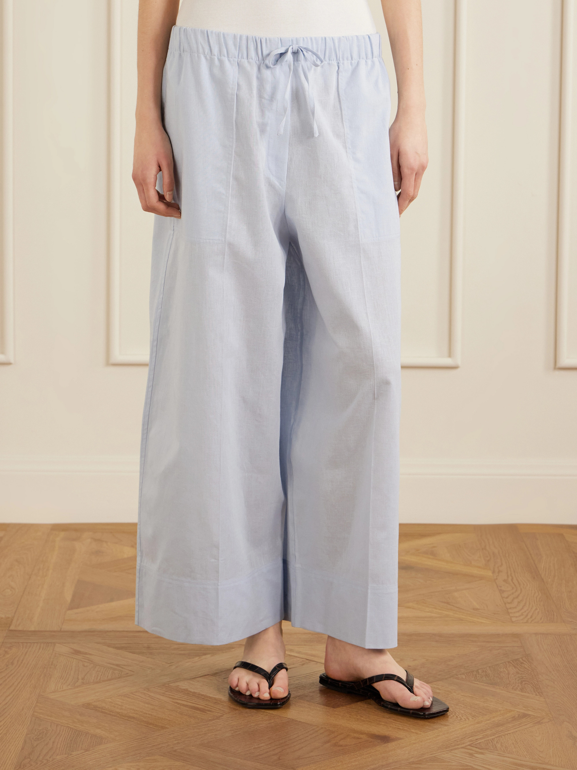 TOTEME Cotton and linen-blend wide-leg pants