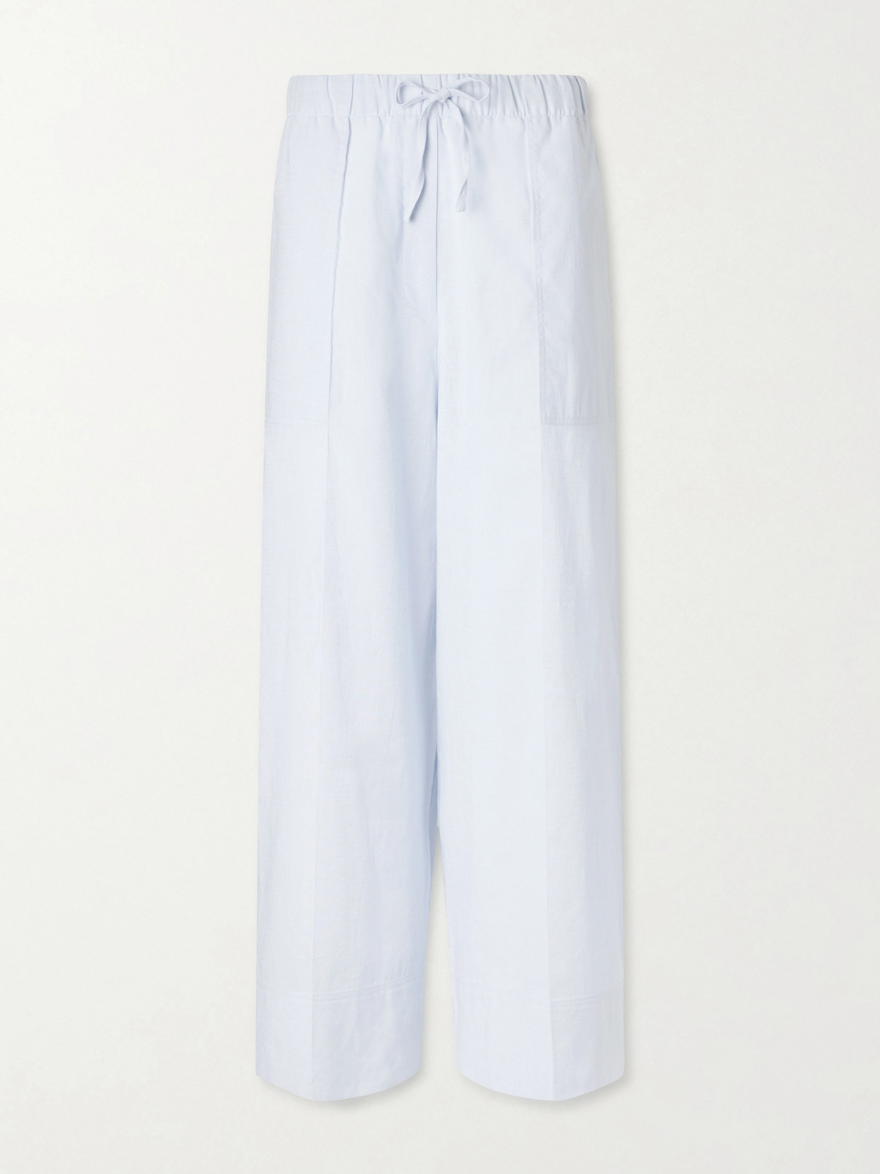 Totême Cotton And Linen-blend Wide-leg Pants In Blue