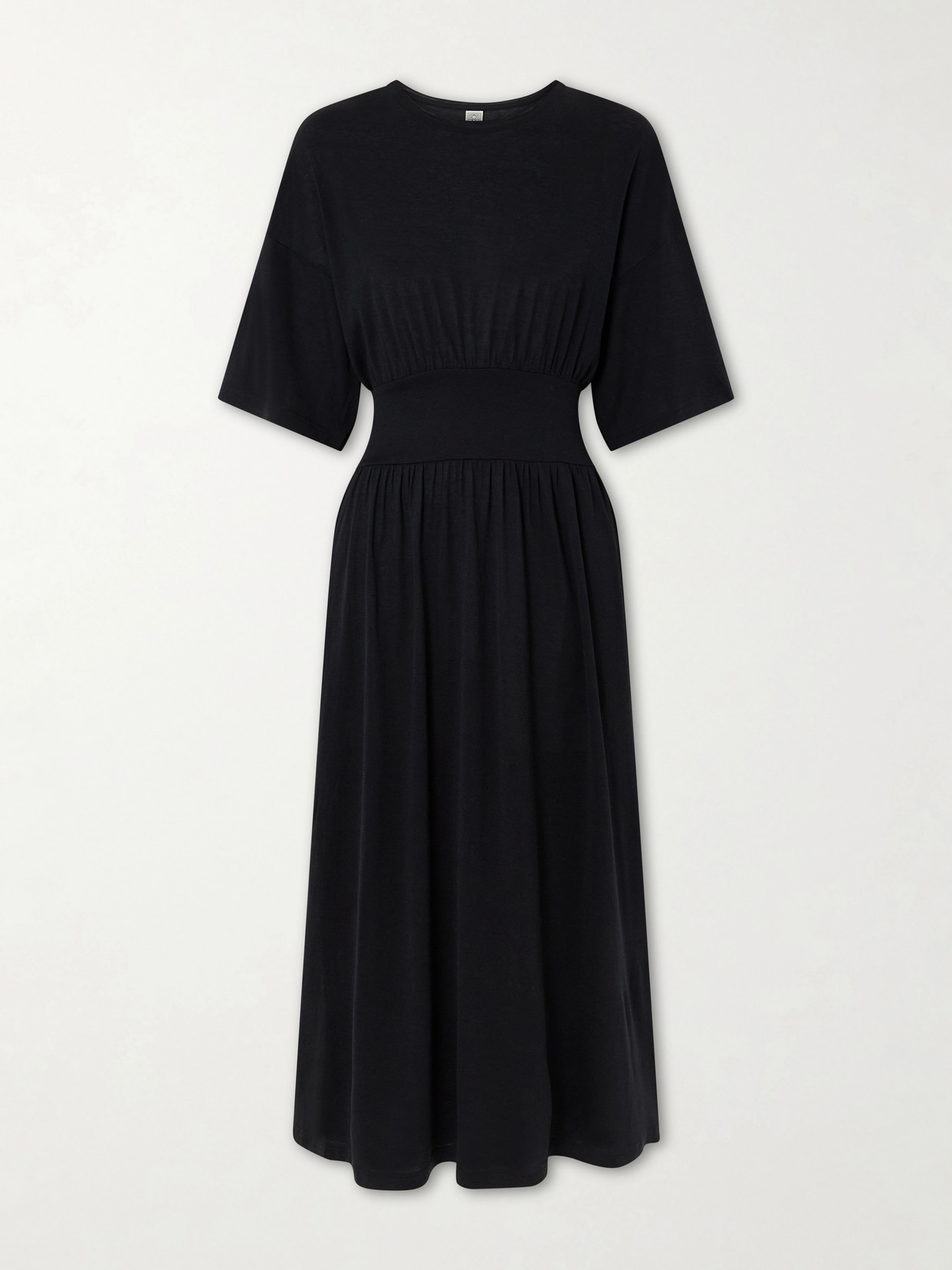 Totême Cotton And Silk-blend Midi Dress In Black
