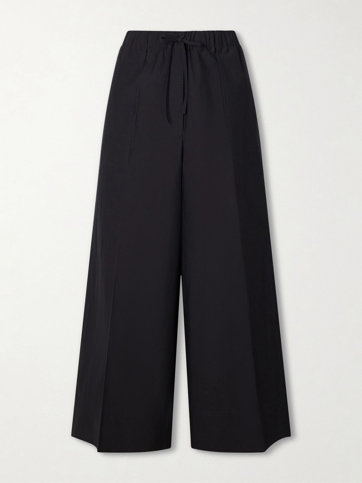 Totême Wide Summer Cotton-blend Wide-leg Pants In Black