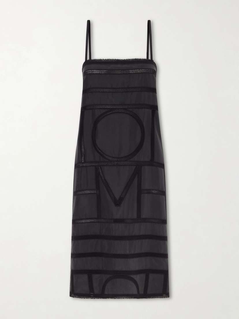 TOTEME Embroidered Silk Midi Dress