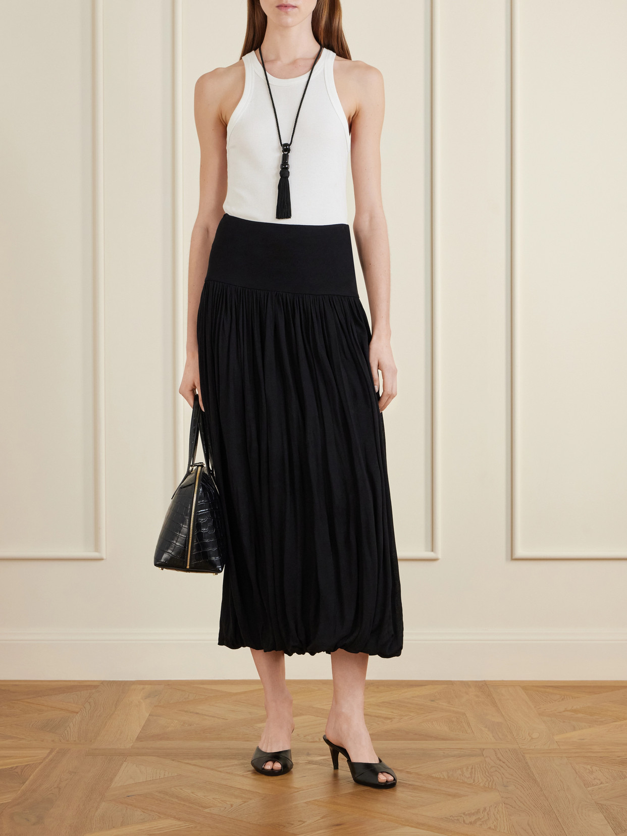 Gathered Midi Skirt
