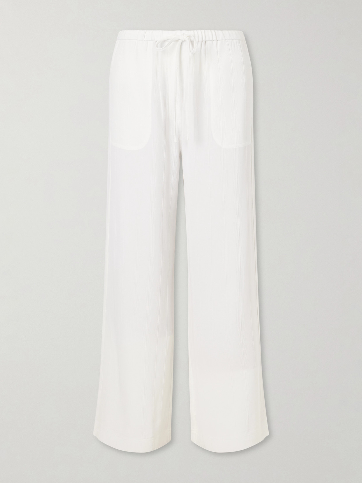 Totême Striped Woven Wide-leg Pants In White