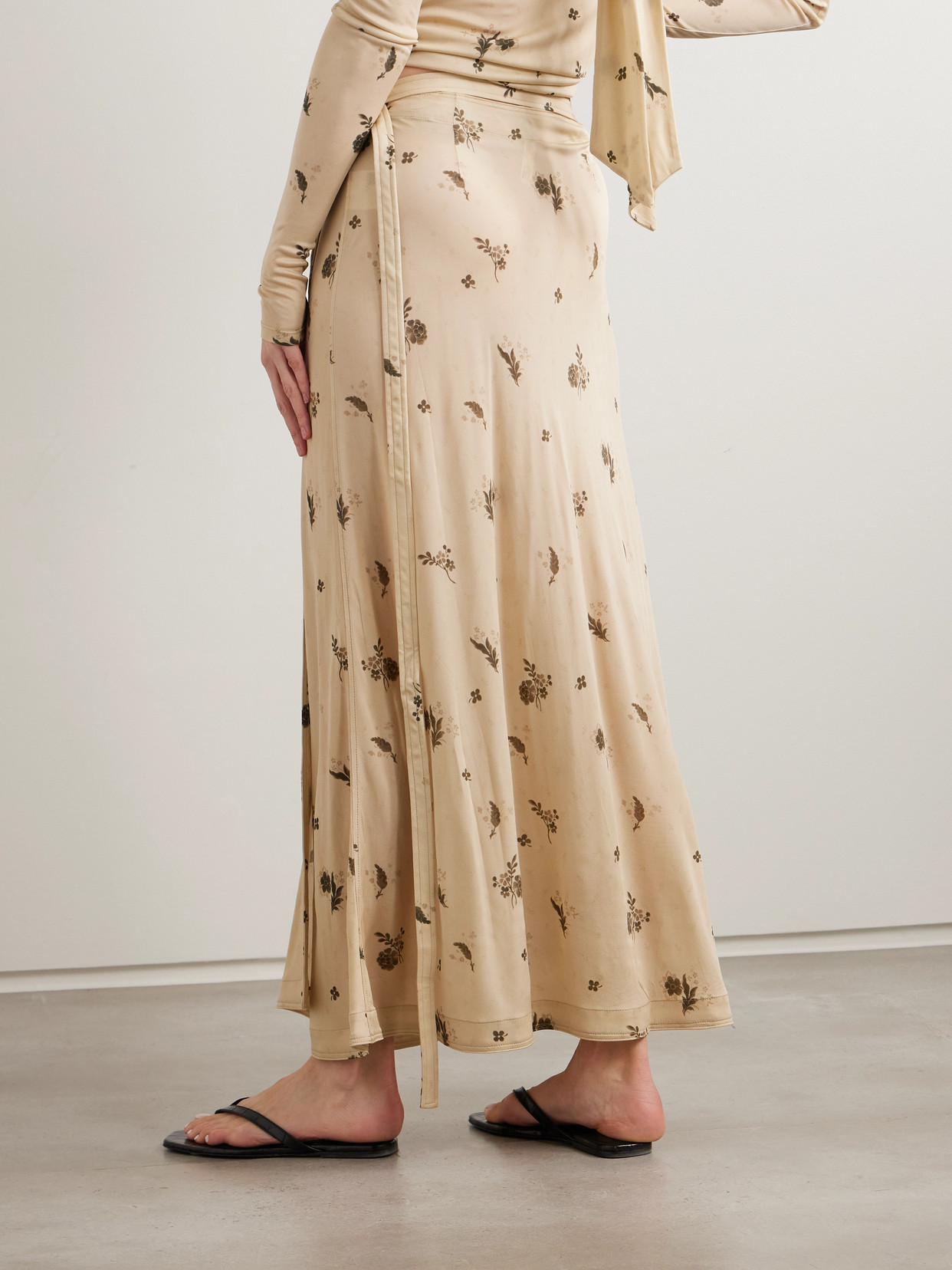 Floral-Print Jersey Maxi Wrap Skirt