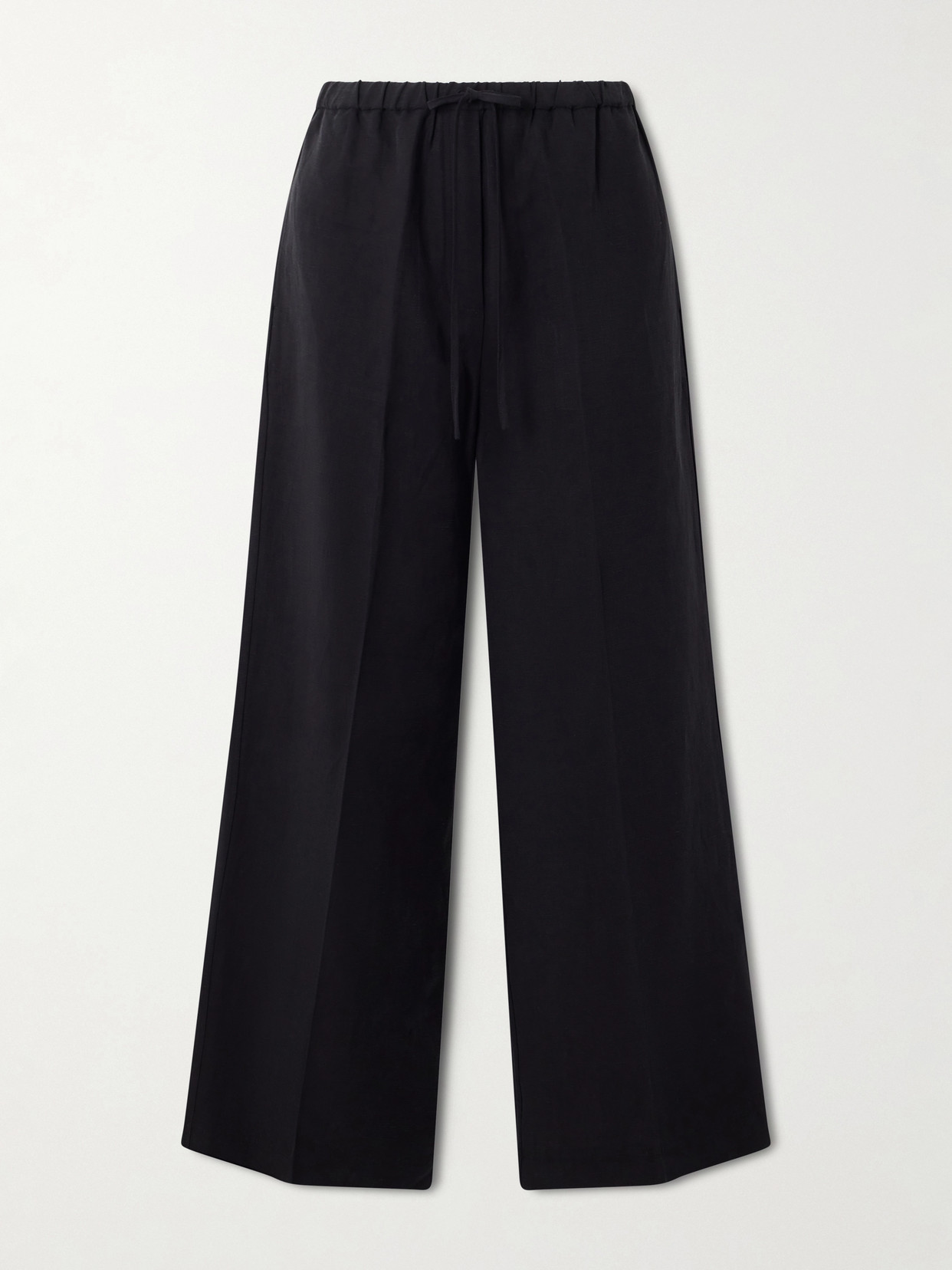 Totême Linen Wide-leg Pants In Black