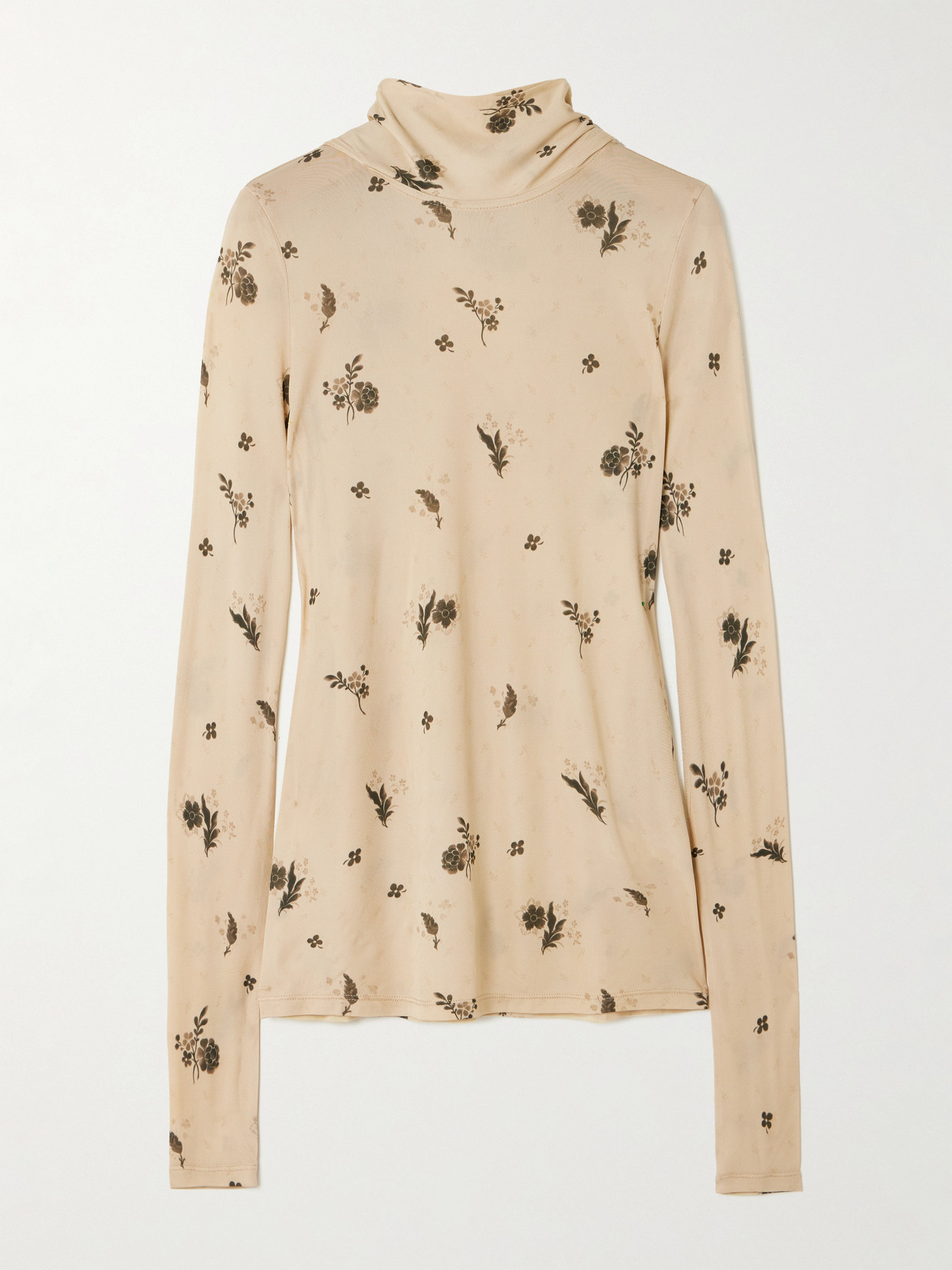 Tie-Detailed Draped Floral-Print Jersey Top