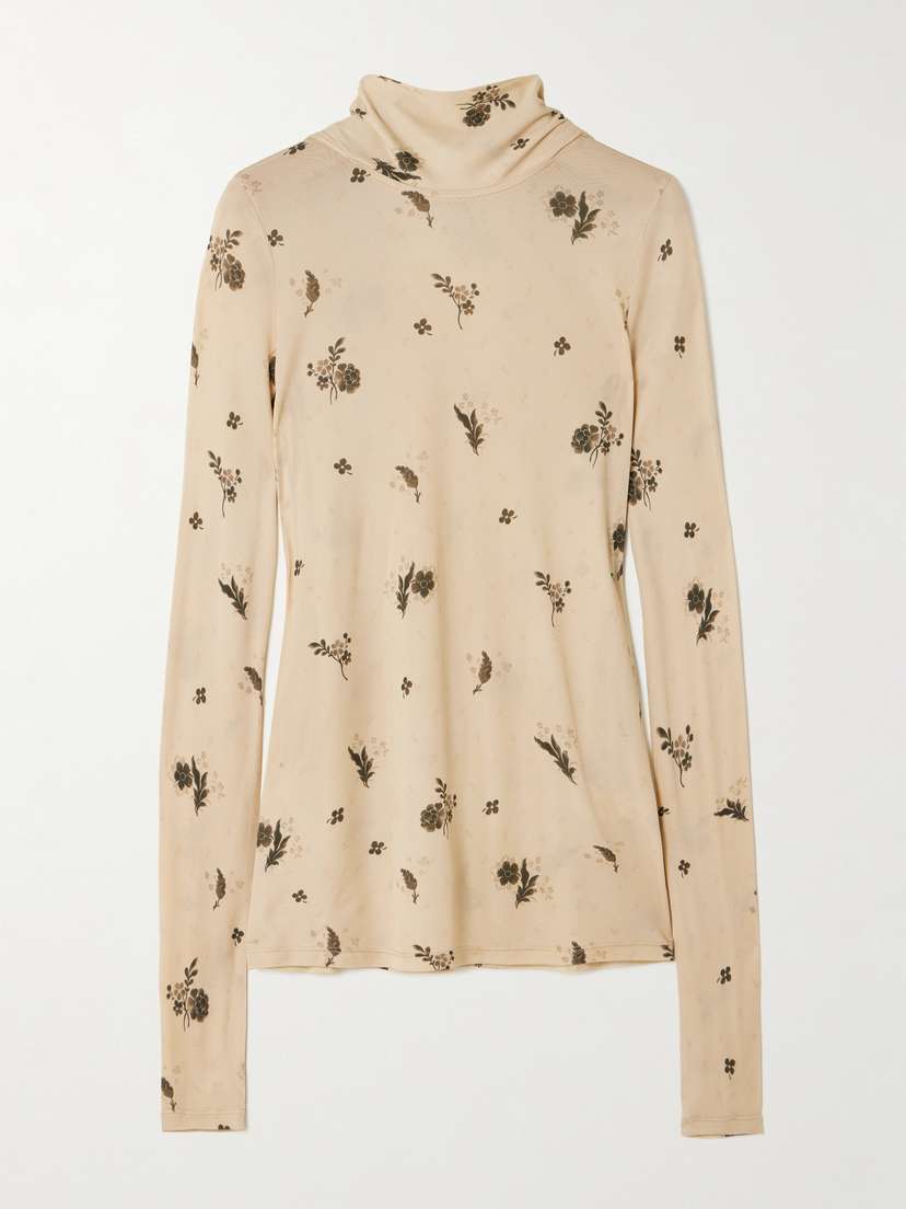 Toteme — Tie-detailed draped floral-print jersey top