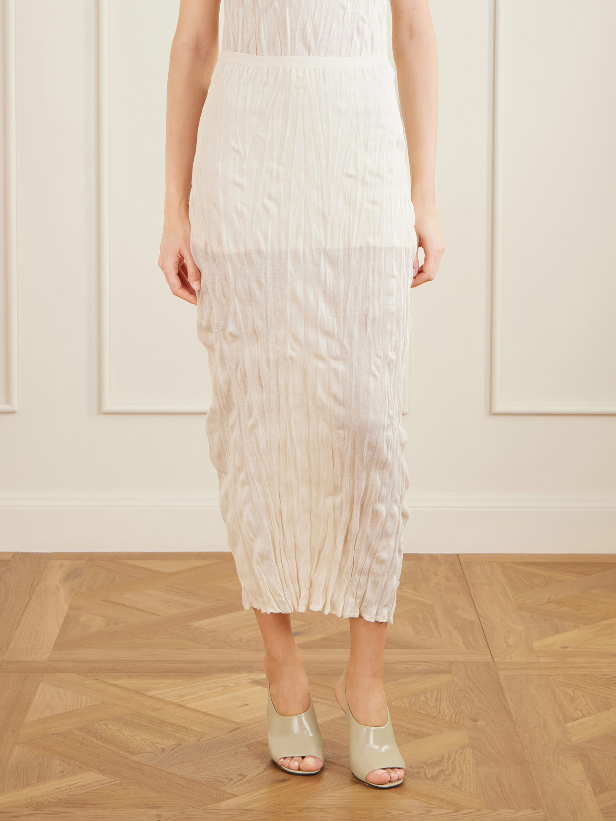 Crinkled Knit Viscose Midi