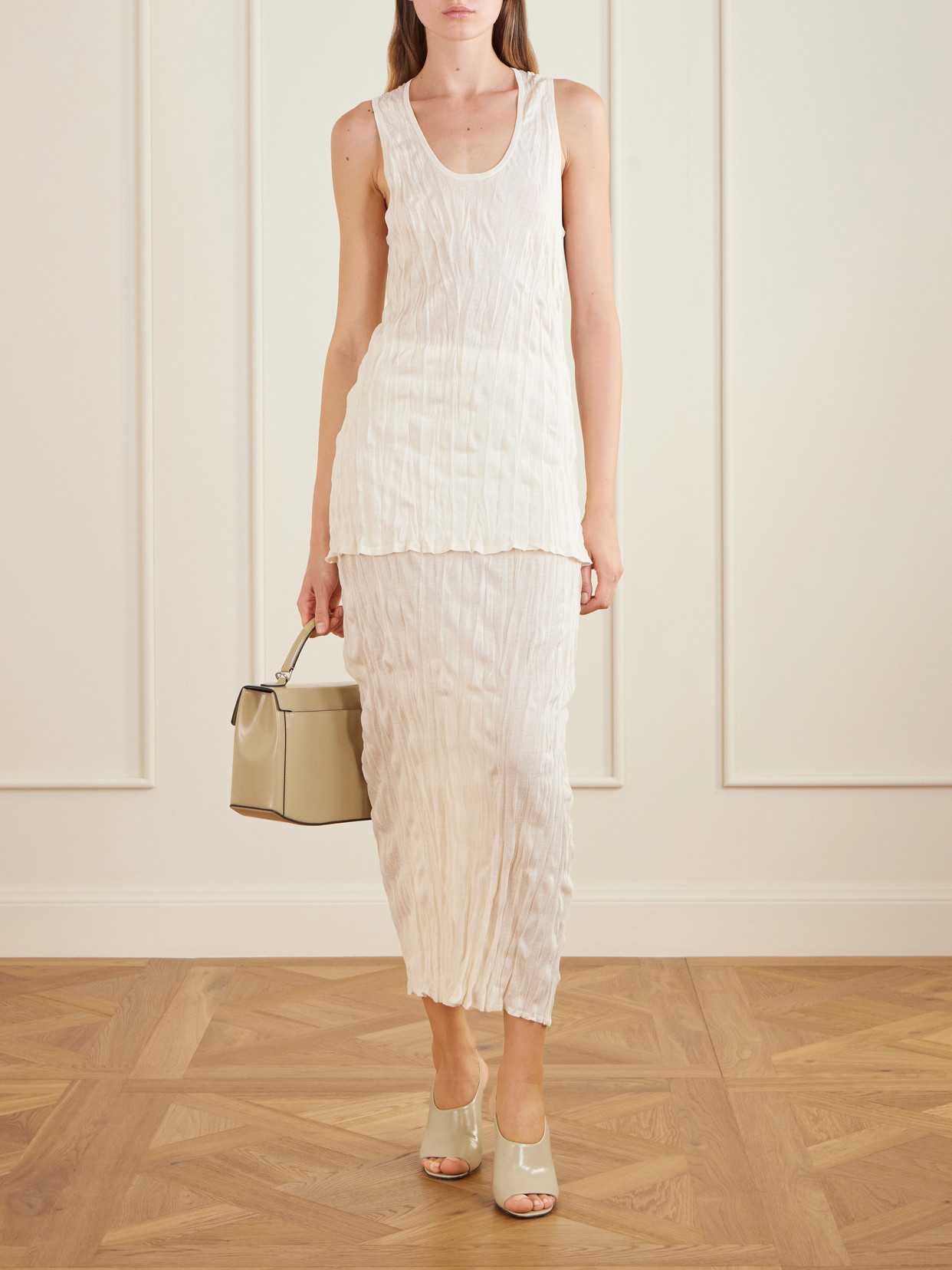 Crinkled Knit Viscose Midi