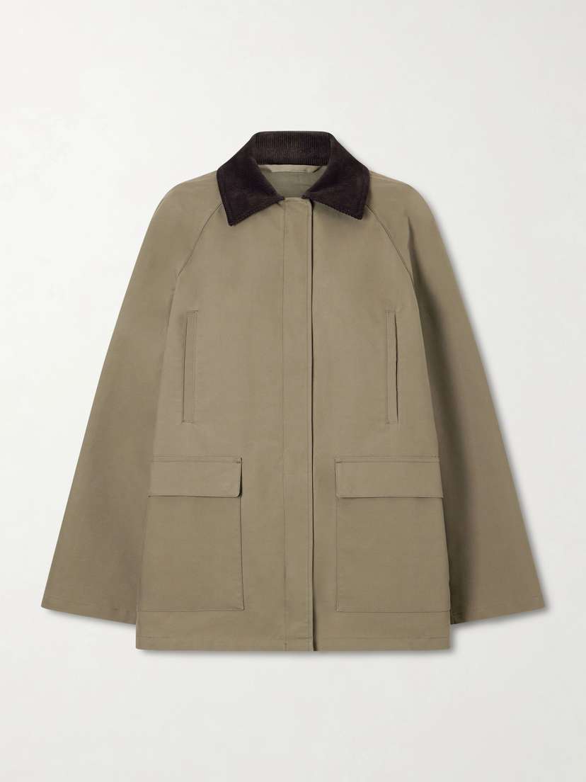 TOTEME Corduroy-trimmed Cotton-gabardine Coat