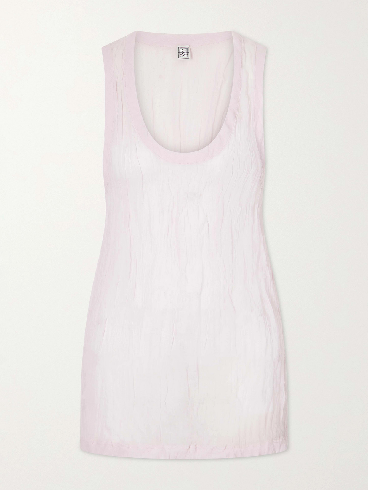 Totême Crinkled Cotton-blend Gauze Tank In Pink