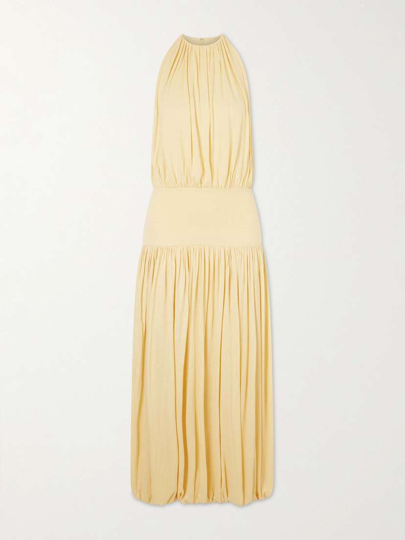 Gathered Jersey Midi Dress