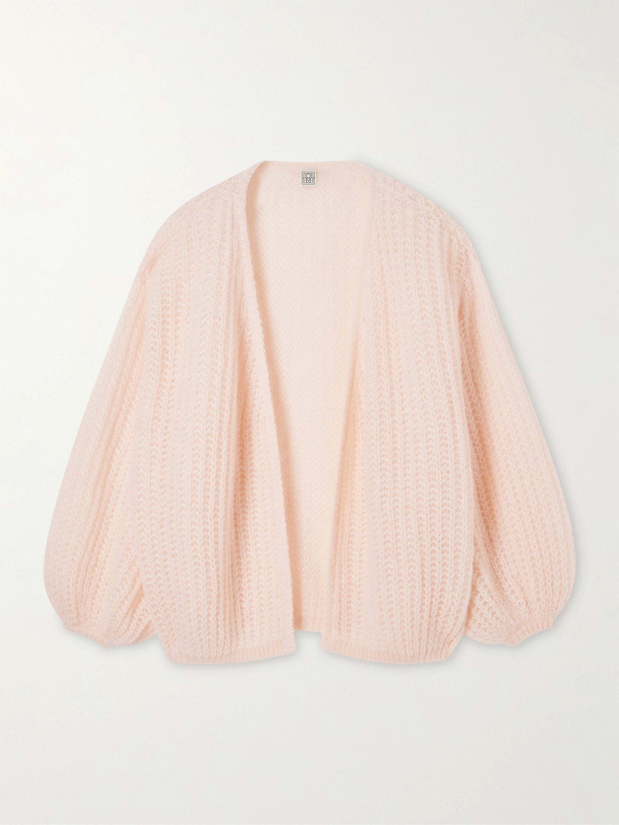 Totême Open-knit Mohair-blend Cardigan In Pink