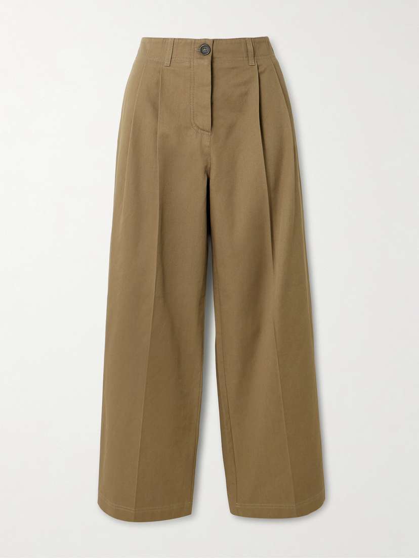 TOTEME Pleated Cotton-twill Wide-leg Pants