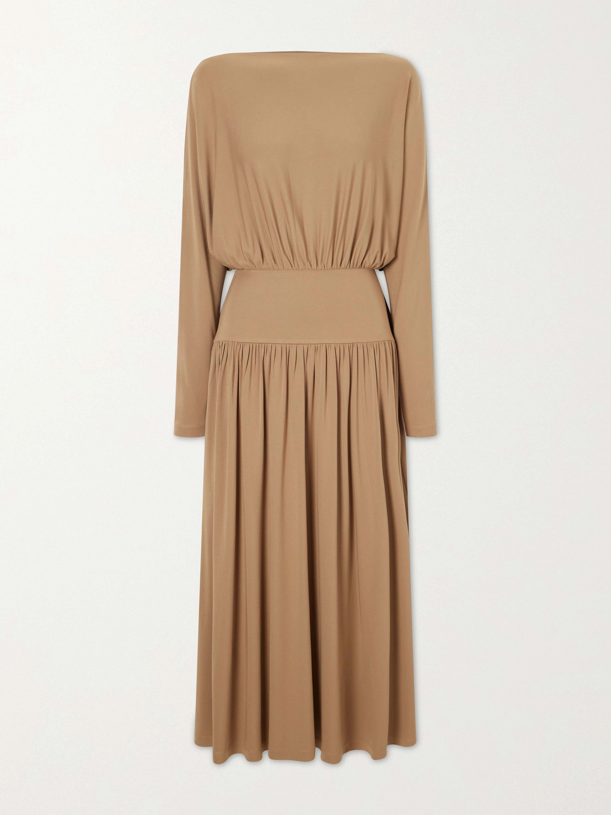 Totême Boatneck Jersey Maxi Dress In Neutral