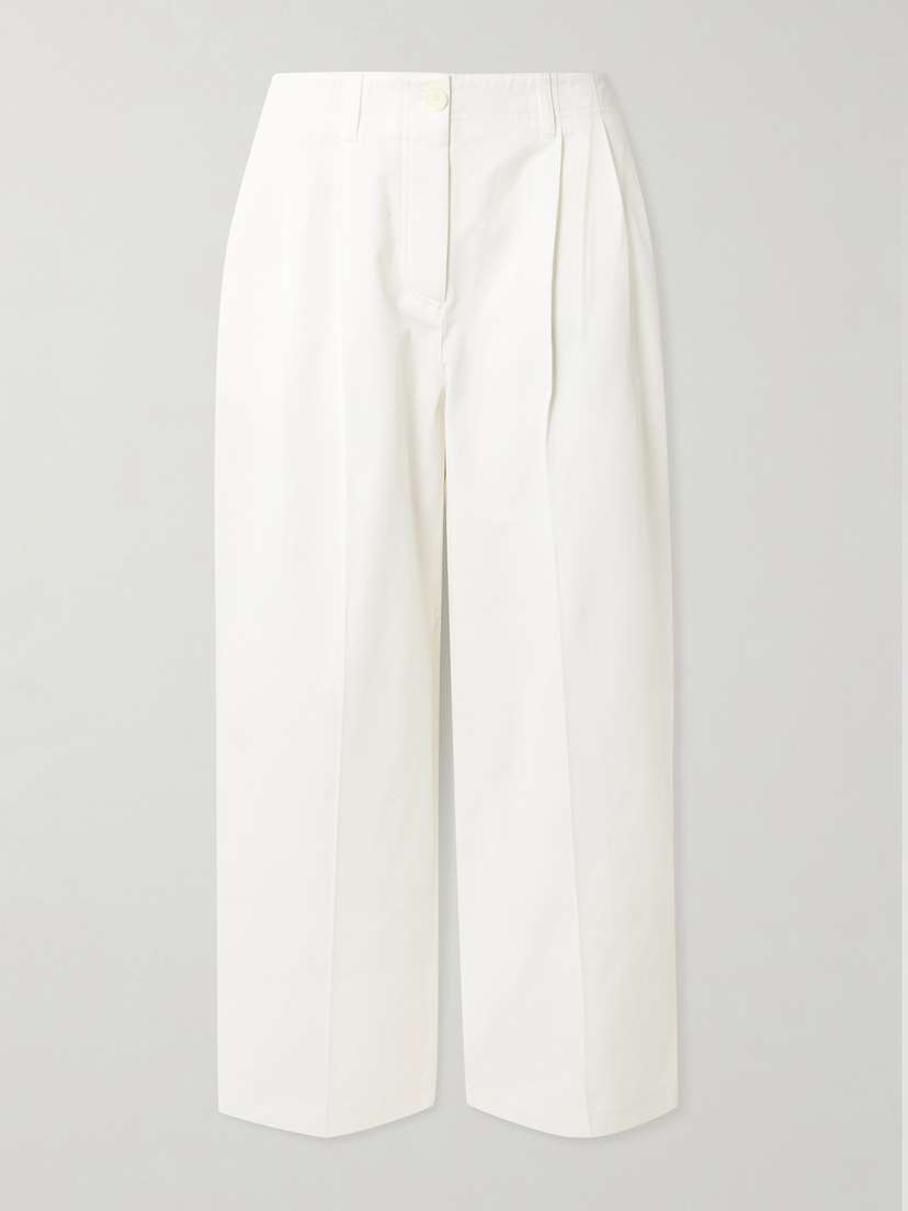 TOTEME Pleated Cotton-twill Wide-leg Pants