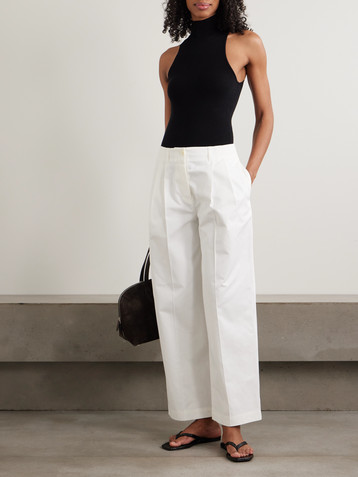 TOTEME Pleated cotton-twill wide-leg pants