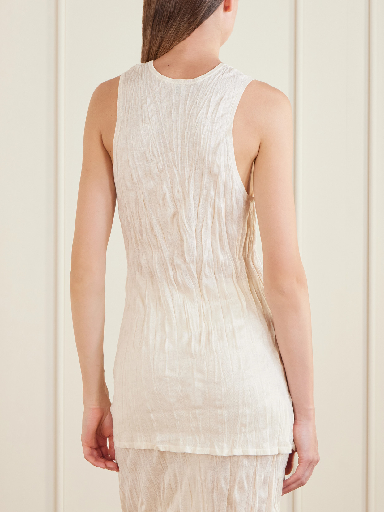 Crinkled Viscose Knit Tank