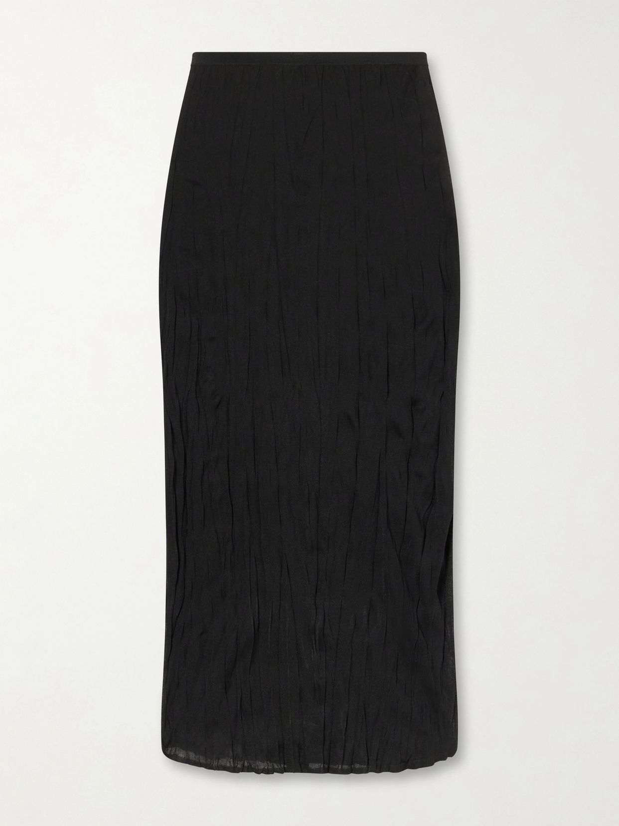 Crinkled knit viscose midi skirt