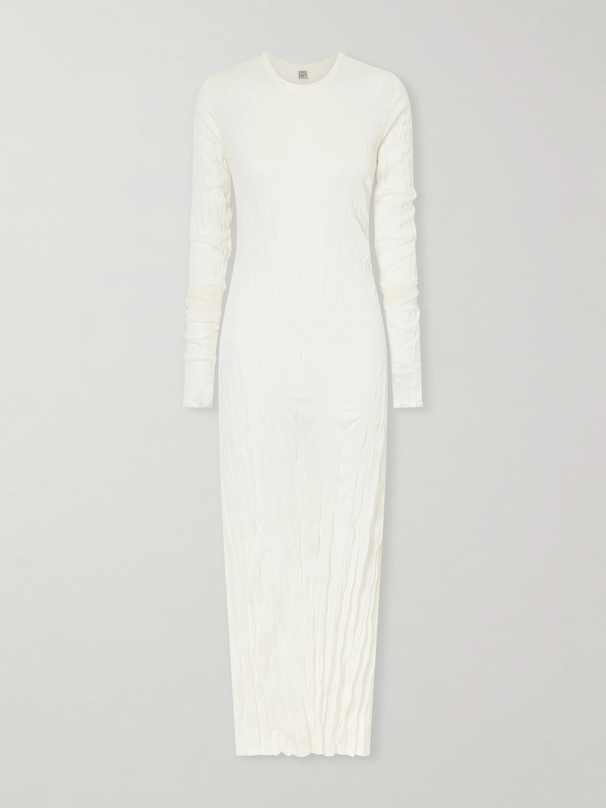 Totême Column Crinkled Maxi Dress In White
