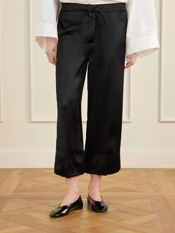 TOTEME Drawstring wide-leg satin pants